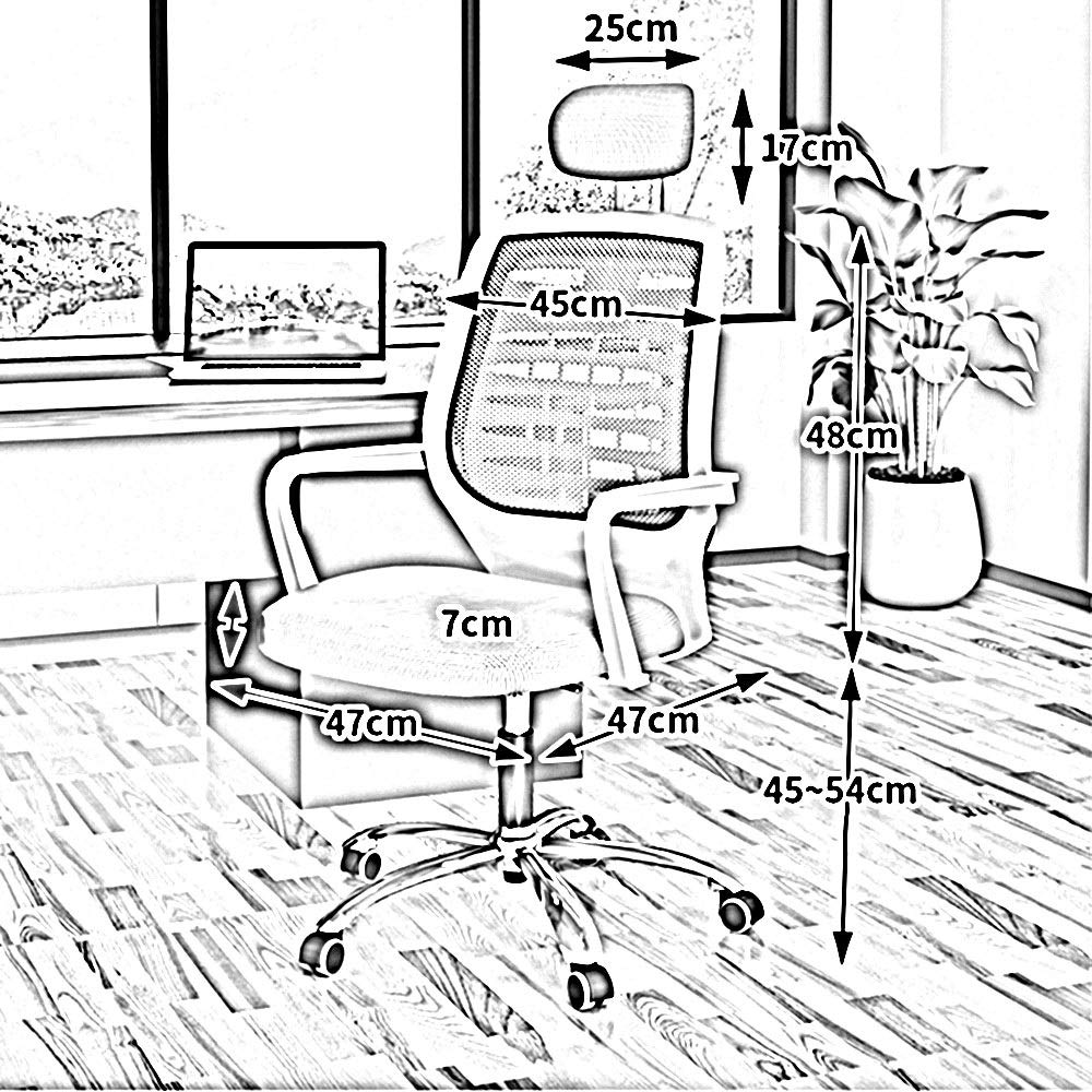 Fotel Biurowy Ergonomiczny Fotel Komputerowy Z Regulowanym Zagłówkiem Obrotowy Fotel Biurowy Z Regulowaną Wysokością Średnie Oparcie Fotel Biurowy Dla Kadry Kierowniczej,Black-Black frame