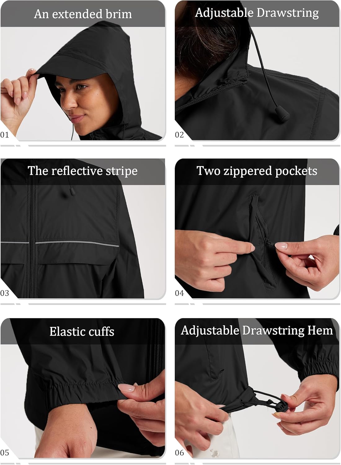 SWISSWELL Rain Jacket Women Lightweight Packable Waterproof Raincoat with Hood Windproof Windbreaker for Hiking Running - Image 7