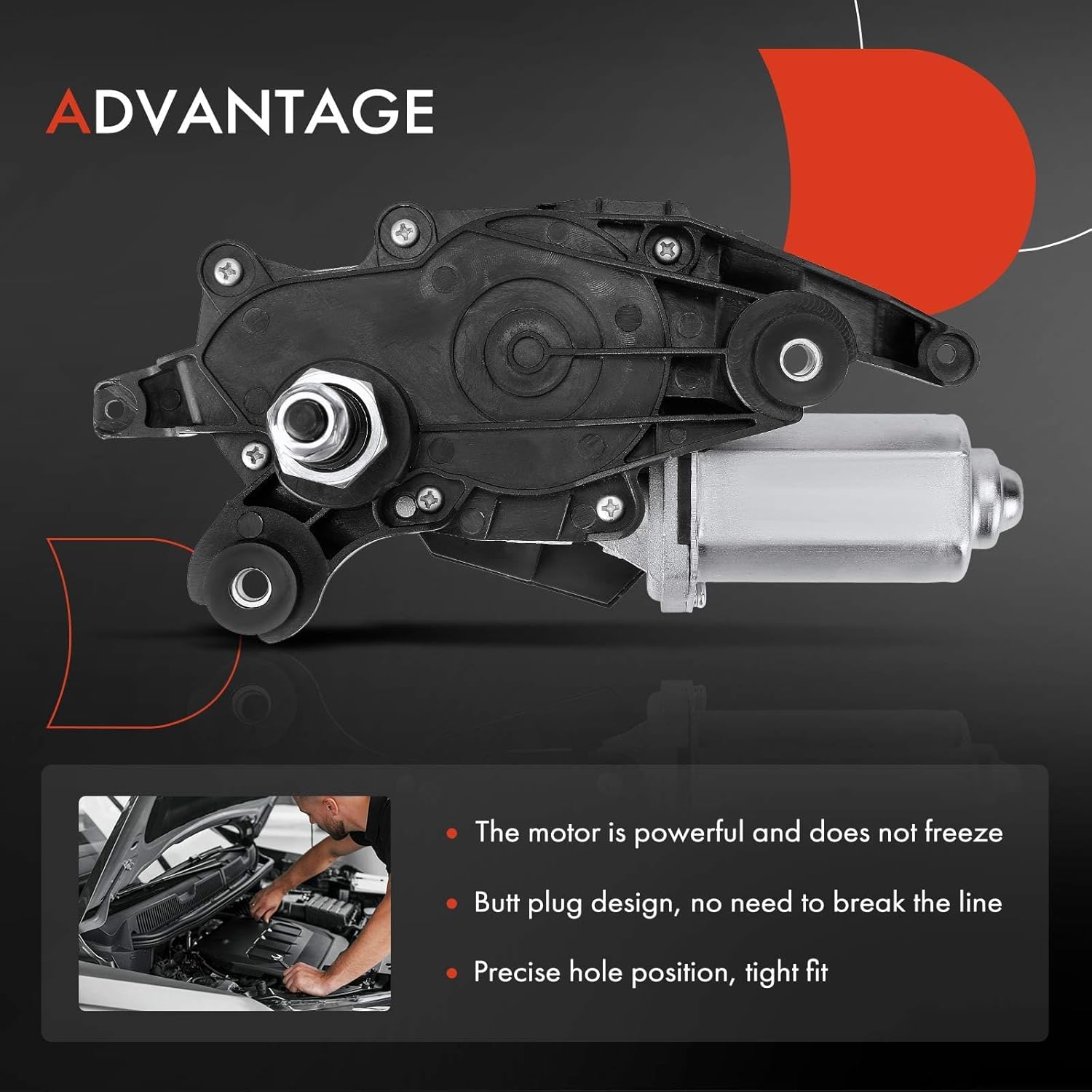 A-Premium Rear Windshield Wiper Motor Compatible with Ford Escape 2008-2012 & Mazda Tribute 2008-2011 & Mercury Mariner 2008-2011, Sport Utility, 8 Pins, Replace# 8L8Z-17508-D