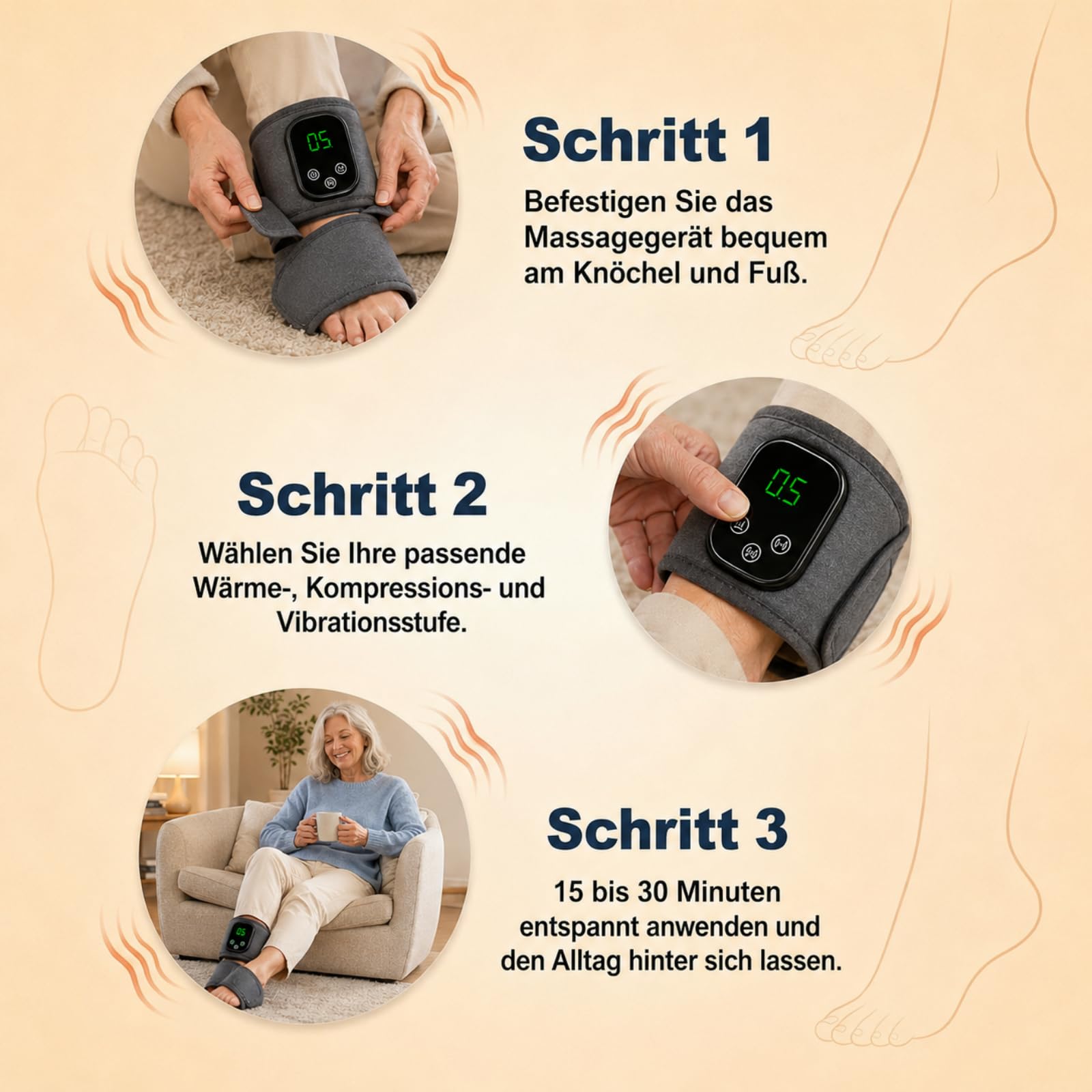 Fussmassagegerat Elektrisch Testsieger 3-in-1 Fußmassagegerät Mit 5 Wärmestufen Und 3 Vibrationsmodi Trymassager Pro für Füße Für Müde Füße Und Knöchel (1 Ps)