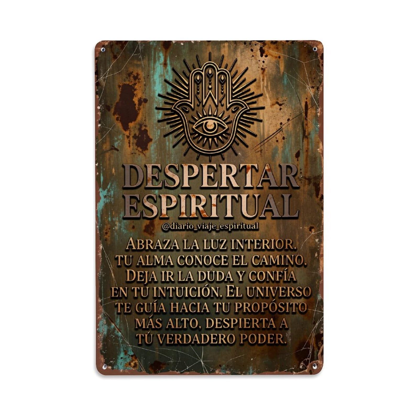 Enderetf Vintage Hand Eye Symbol Rust Texture Tin Sign Metal Poster, Home Bar Garage Man Cave Cafe Indoor & Outdoor Wall Decoration 8X12inches