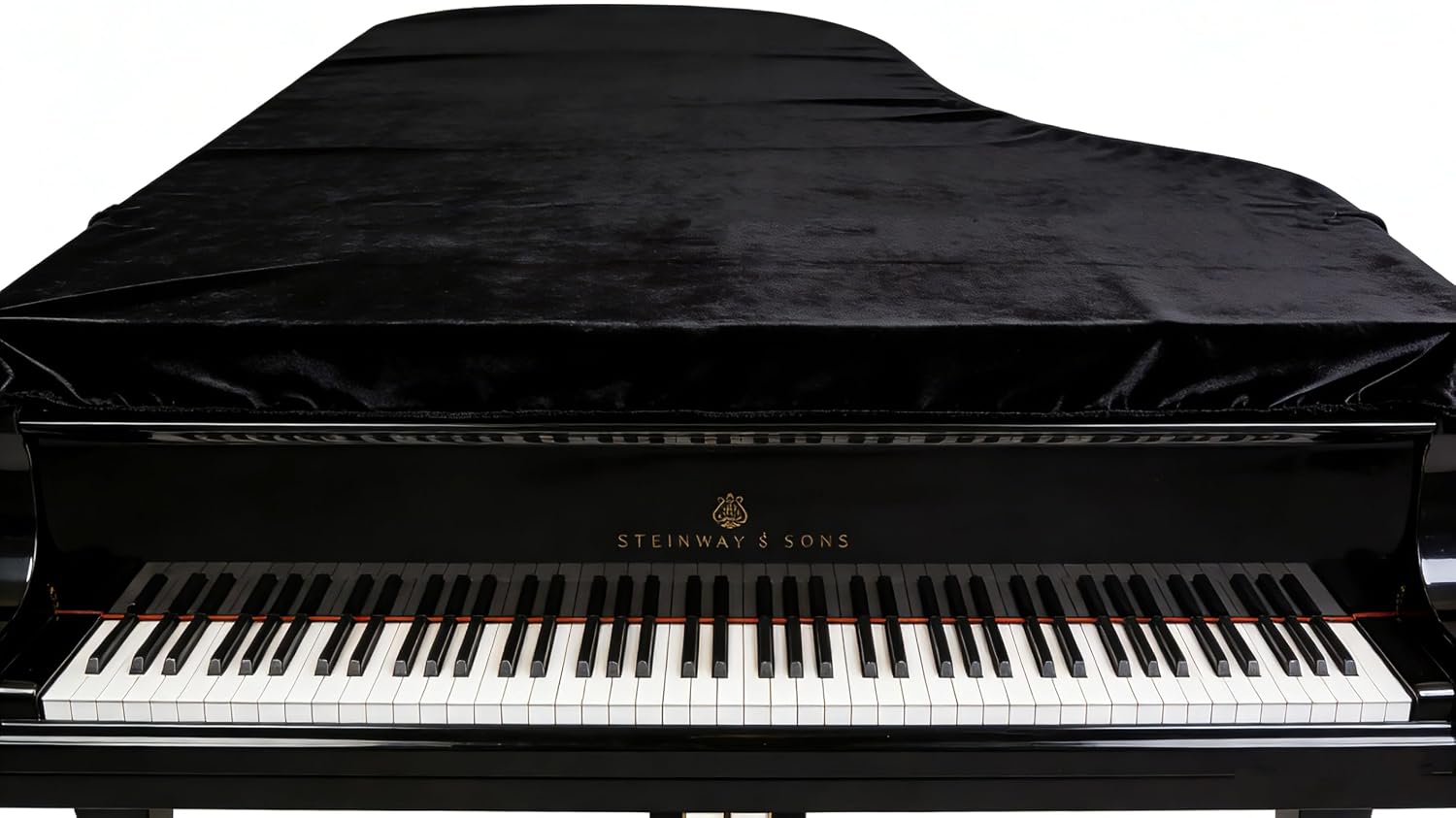 Grand Piano Cover, Premium Velvet Piano Cover Decorative Full black Piano Cloth Triangle Decorated Protective(70.8in,180cm) (Premium Velvet)