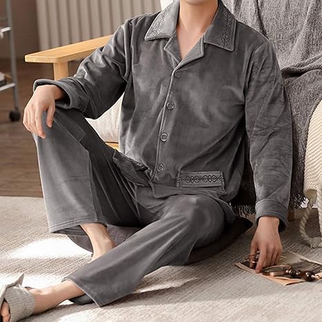 Amazon Co Jp メンズ長袖パジャマ メンズホームウェアツーピーススーツパジャマ秋と冬の柔らかい厚い暖かいパジャマ長袖パジャマ 冬用 色 Dark Gray Size 3xl ファッション Amazon Co Jp メンズ長袖パジャマ メンズホームウェアツーピーススーツパジャマ秋と冬の柔らかい厚い暖かいパジャマ長袖パジャマ 冬用 色 Dark Gray Size 3xl ファッション