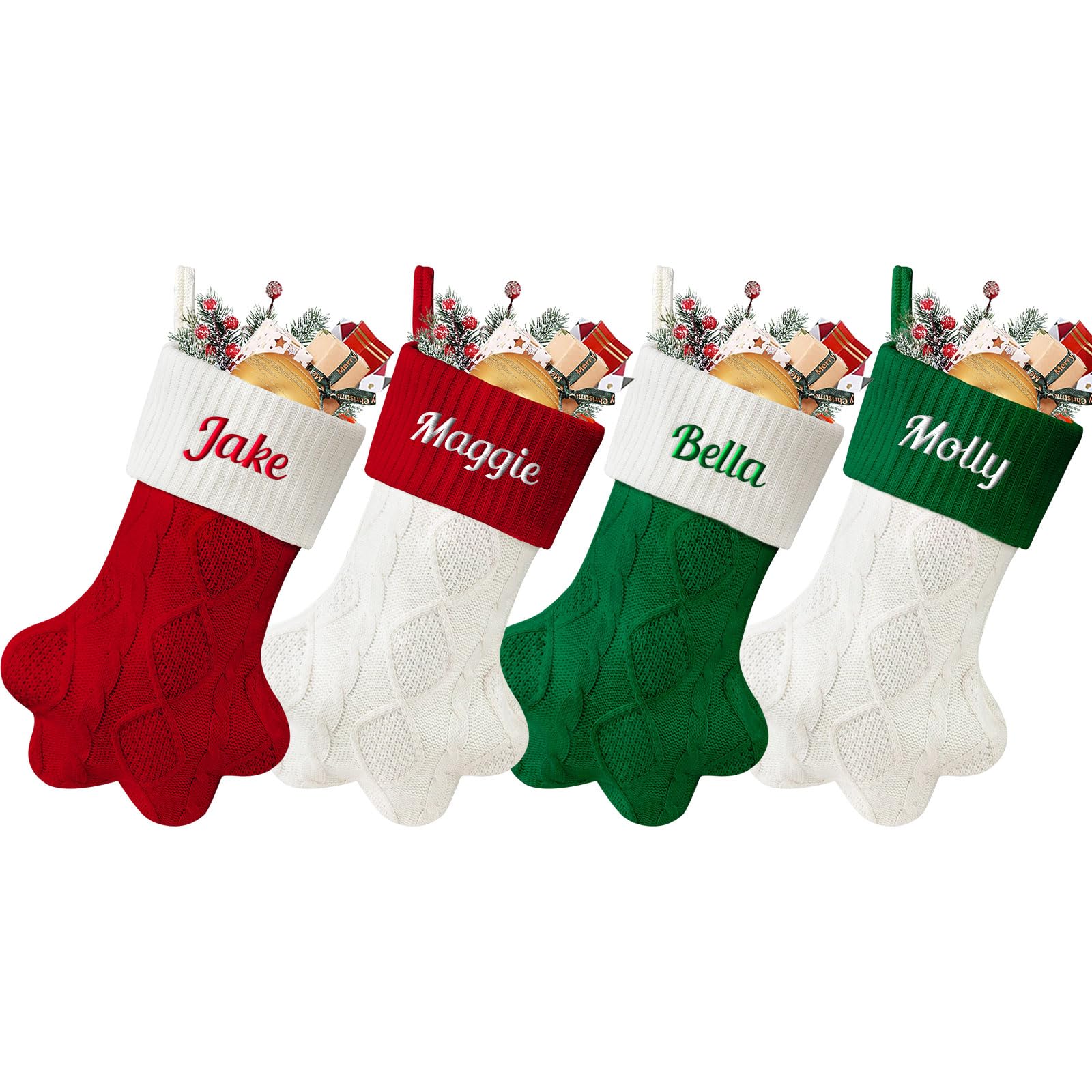 Personalised Christmas Stockings Cat Paw 1PC Custom Name Family Christmas Stockings, 18" Large Knitted Xmas Fireplace Hanging Stocking, Hanging Ornament for Holiday Party Decoration — image 1
