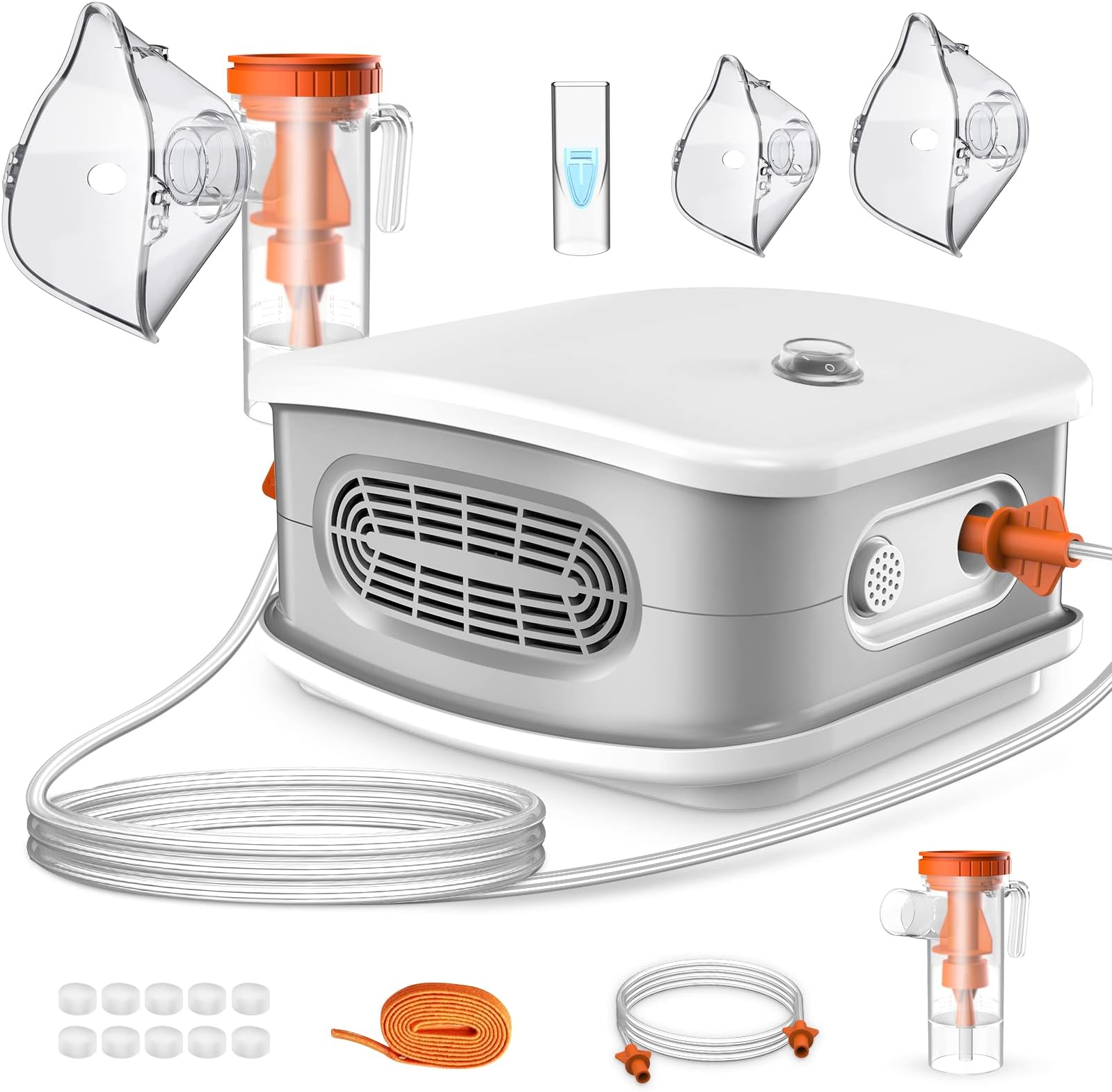 Portable Nebulizer, Nebulizer Machine for Adults and Kids, Compressor Nebulizer with 2 Masks & Mouthpiece, Low Noise Nebulizer for Breathing Comfort, Desktop Nebulizer for Home Use