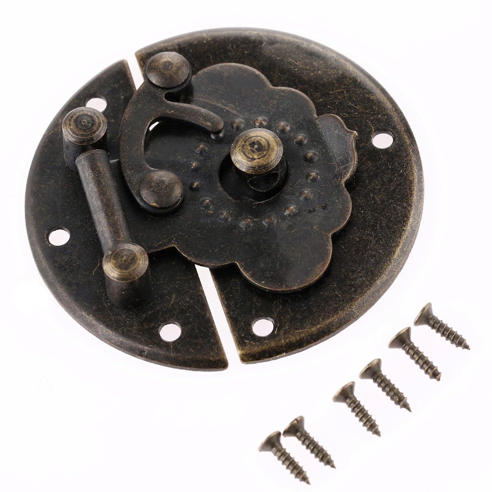 Shundeed Size 2Pcs Retro Box Lock, Decorative Drawer Hasp, Jewelry Wooden Box Suitcase Lock, Antique Brass Hardware With Screws 53 Mm.