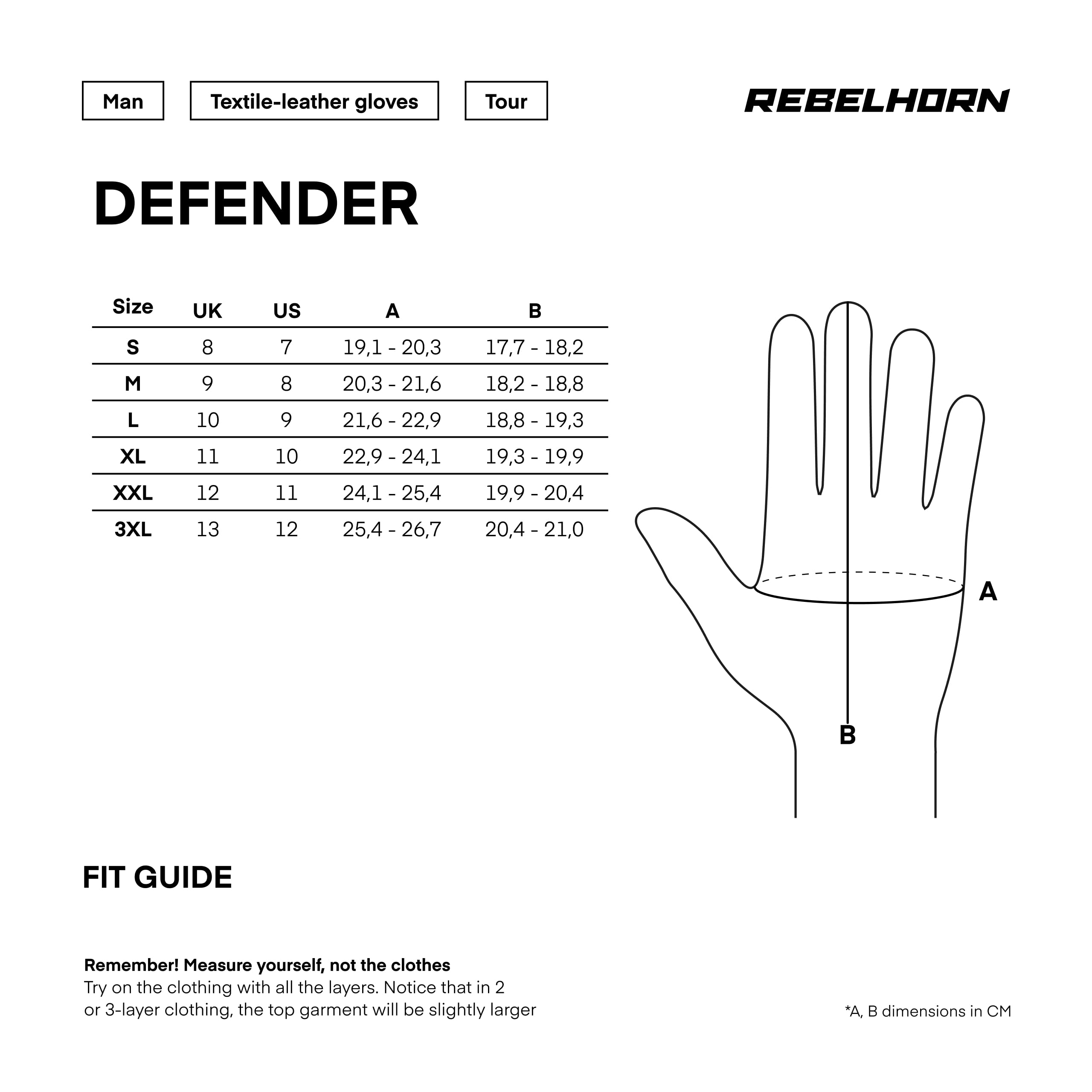 REBELHORN Defender rękawice motocyklowe męskie | skóra | ochraniacze na kostki | duże panele wentylacyjne | podszewka Cooler-Tec | poziom ochrony 1 KP | rozmiary do 3XL