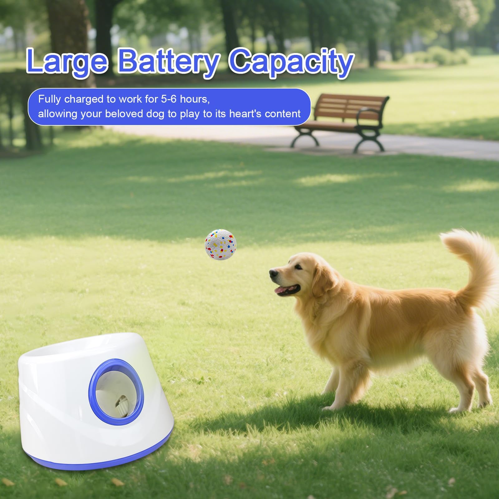 Lanzador automático de bolas para perros para interiores y exteriores, lanzador de bolas de perro, ajustes de distancia ajustable, batería recargable, juguete interactivo inteligente para