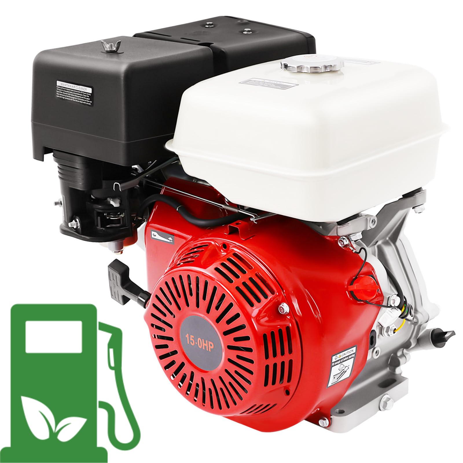 Motor de gasolina de 15 CV, motor estacionario, motor de karting, motor industrial con eje de 25 mm de diámetro, motor de 4 tiempos, 420 CC, 9700 W, refrigerado por aire, motor de cuatro