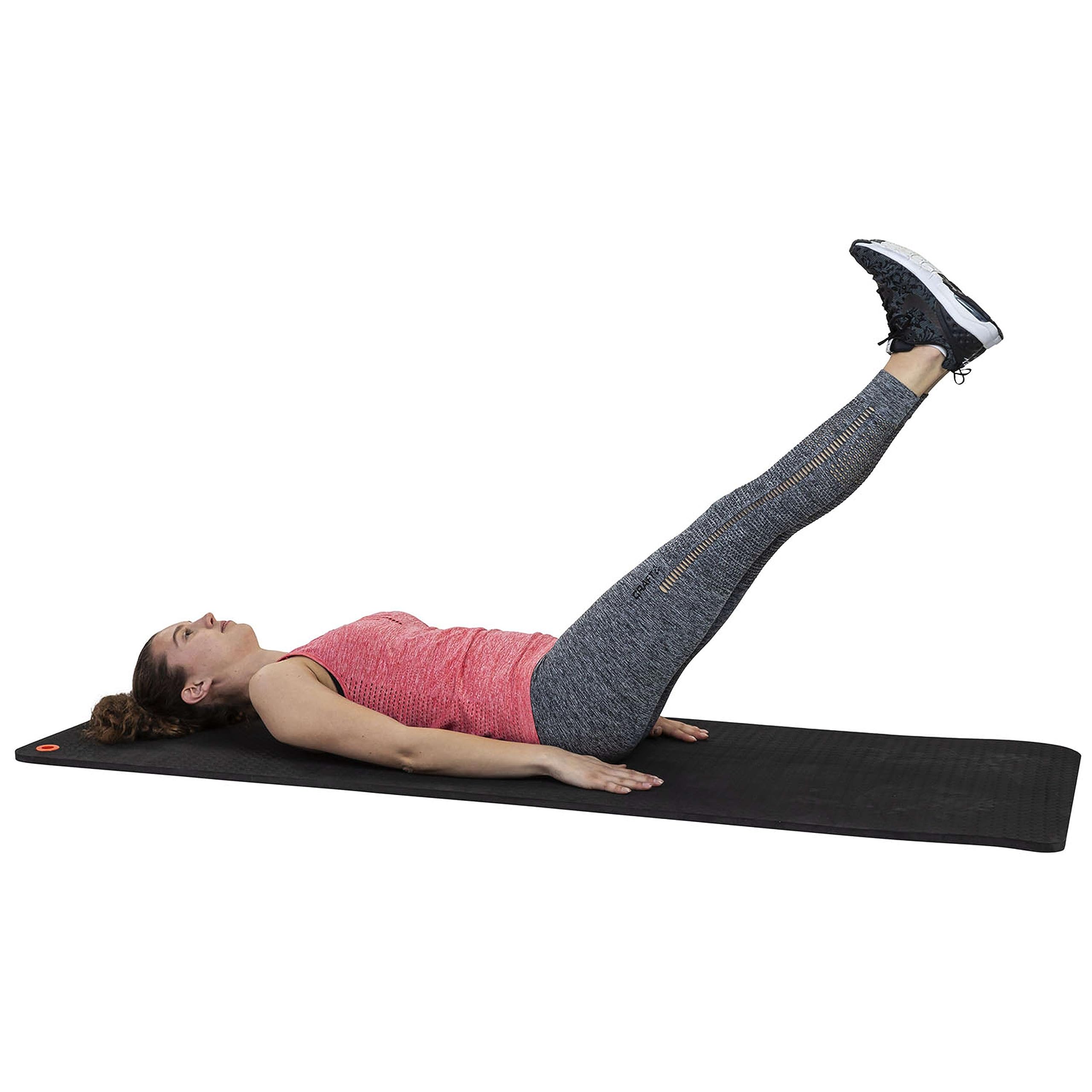 Tunturi Gymnastikmatte, extra dicke Fitnessmatte 1,5 cm, 180 cm, schwarz, Yogamatte zum Aufhängen