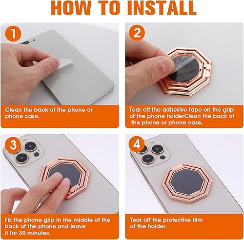 Miniatura 6 de cobee Soporte de anillo para teléfono celular, soporte de dedo de metal con rotación de 360, agarre trasero plegable para teléfono celular, soporte