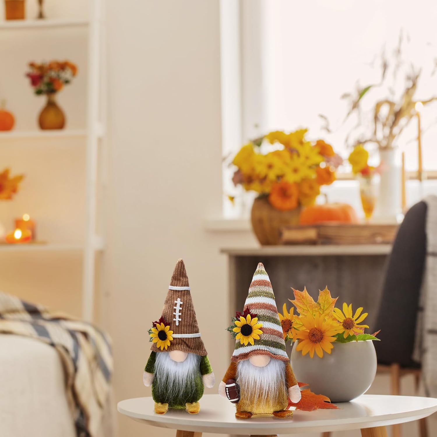 Weysat 2 Pcs Fall Football Gnomes Rugby Plush Decorations Cute Dwarf Gnome for Tiered Tray Mantel Shelf Table Decor Autumn Festival Home Decoration Sports Game Fans Gifts