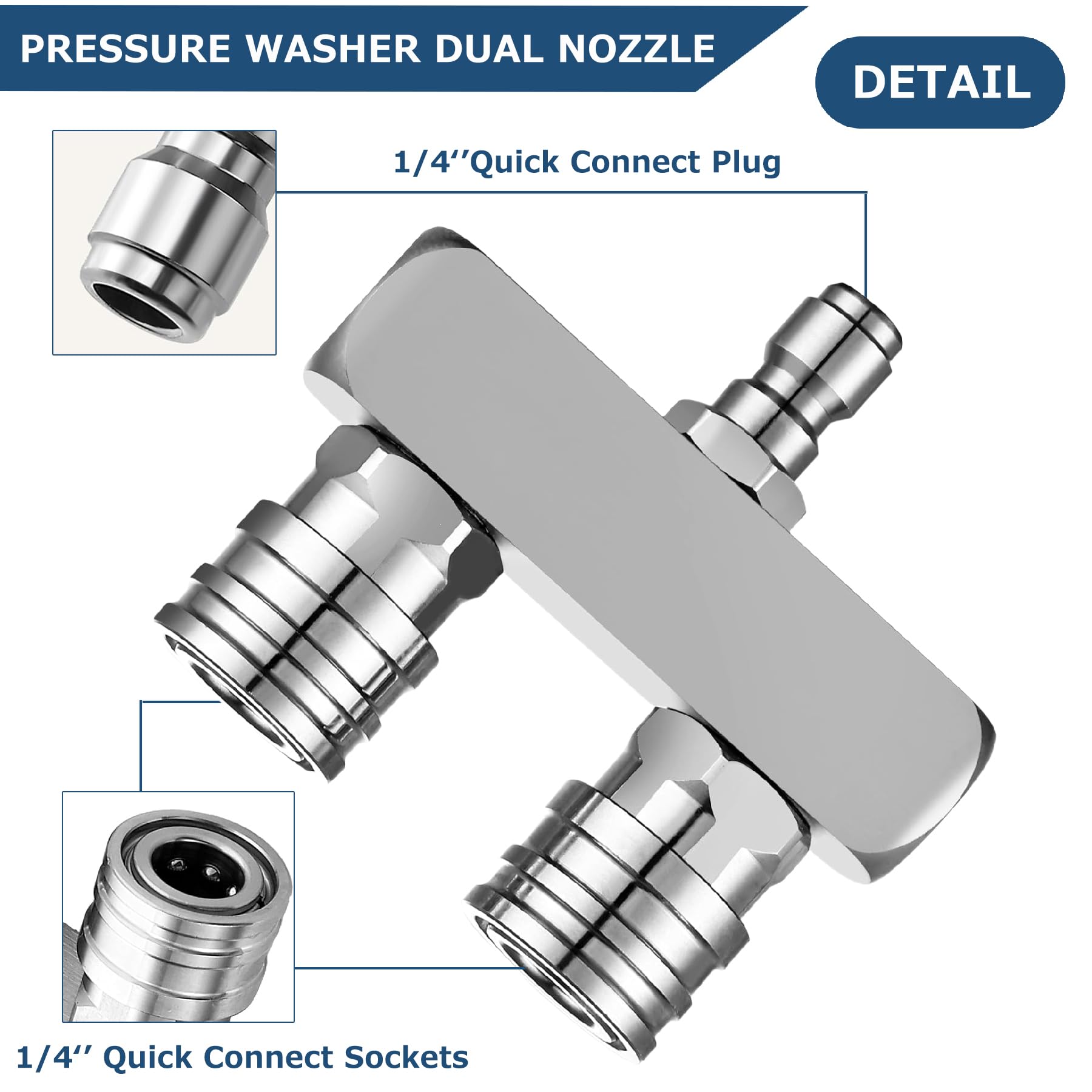 Ugello per rondella ad alta pressione, in acciaio inox, doppia potenza, ugello 2 in 1, ugello per idropulitrice ad alta pressione con 10 ugelli per idropulitrice ad alta pressione, connessione rapida