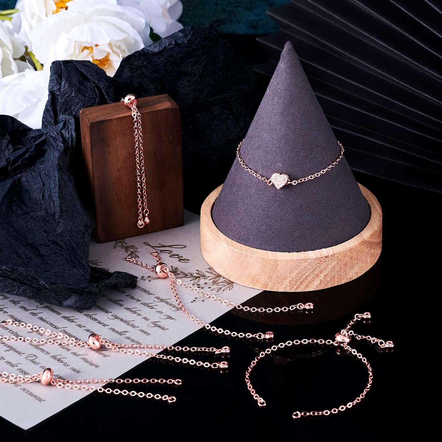 Brass Slider Bracelets Chain Bracelet Extender with Cubic Zirconia Charm Chain Making Tools for Women Men DIY Jewelry Craft Supplies - Image 4