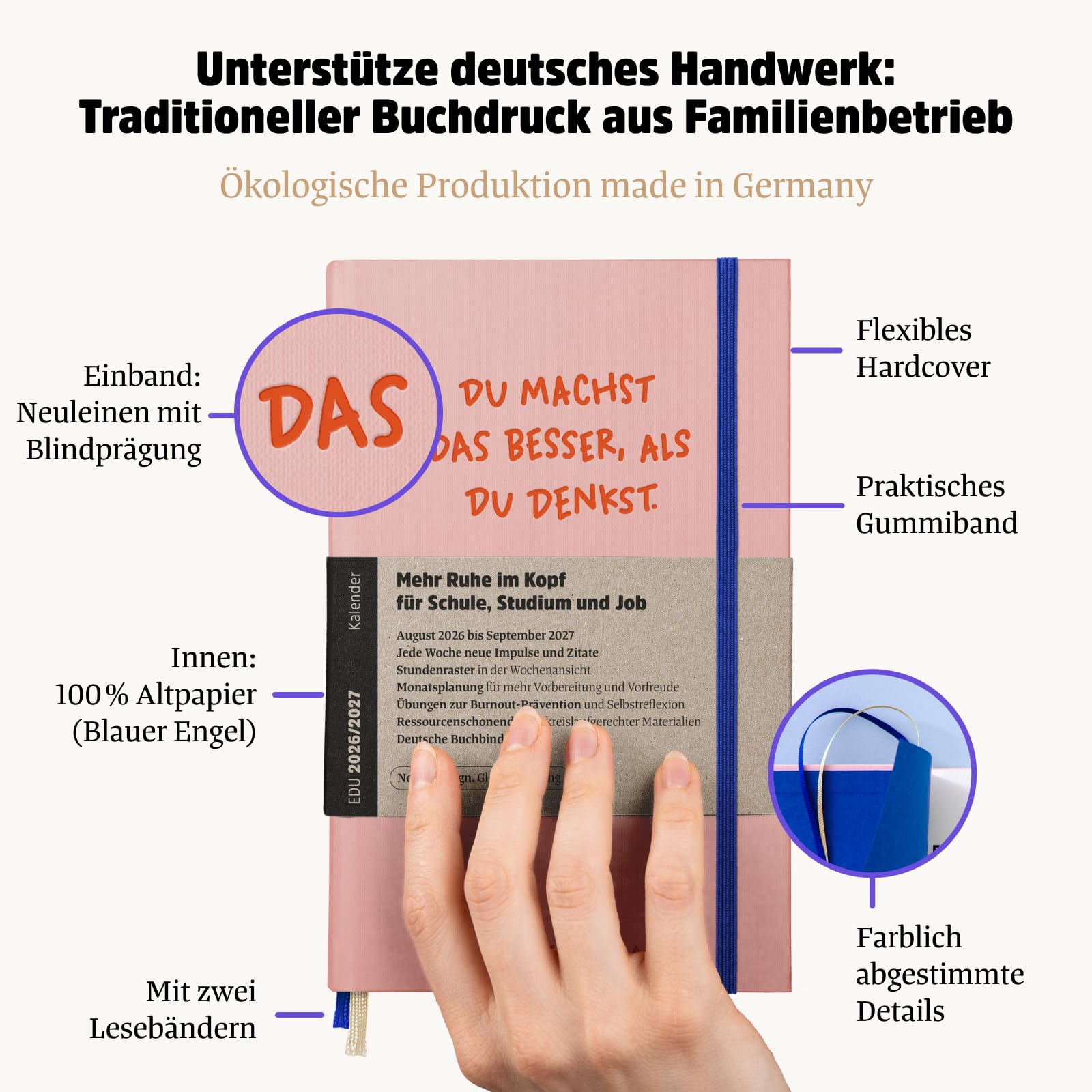 Ein guter Plan Edu 2026/2027 – Terminkalender für Achtsamkeit in Schule, Studium und Job –Nachhaltiger Planer mit Reflexionen, Notenlisten, Unterrichtsmaterial– 14 Monate datiert für akademisches Jahr