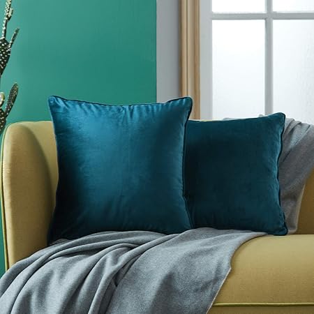 Topfinel 2pcs Housse Coussin Bleu Fonce 60x60 En Velours Doux Couleur Uni Coussins Decoratifs Pour Canapes Salon Moderne Lit Voiture Amazon Fr Cuisine Maison