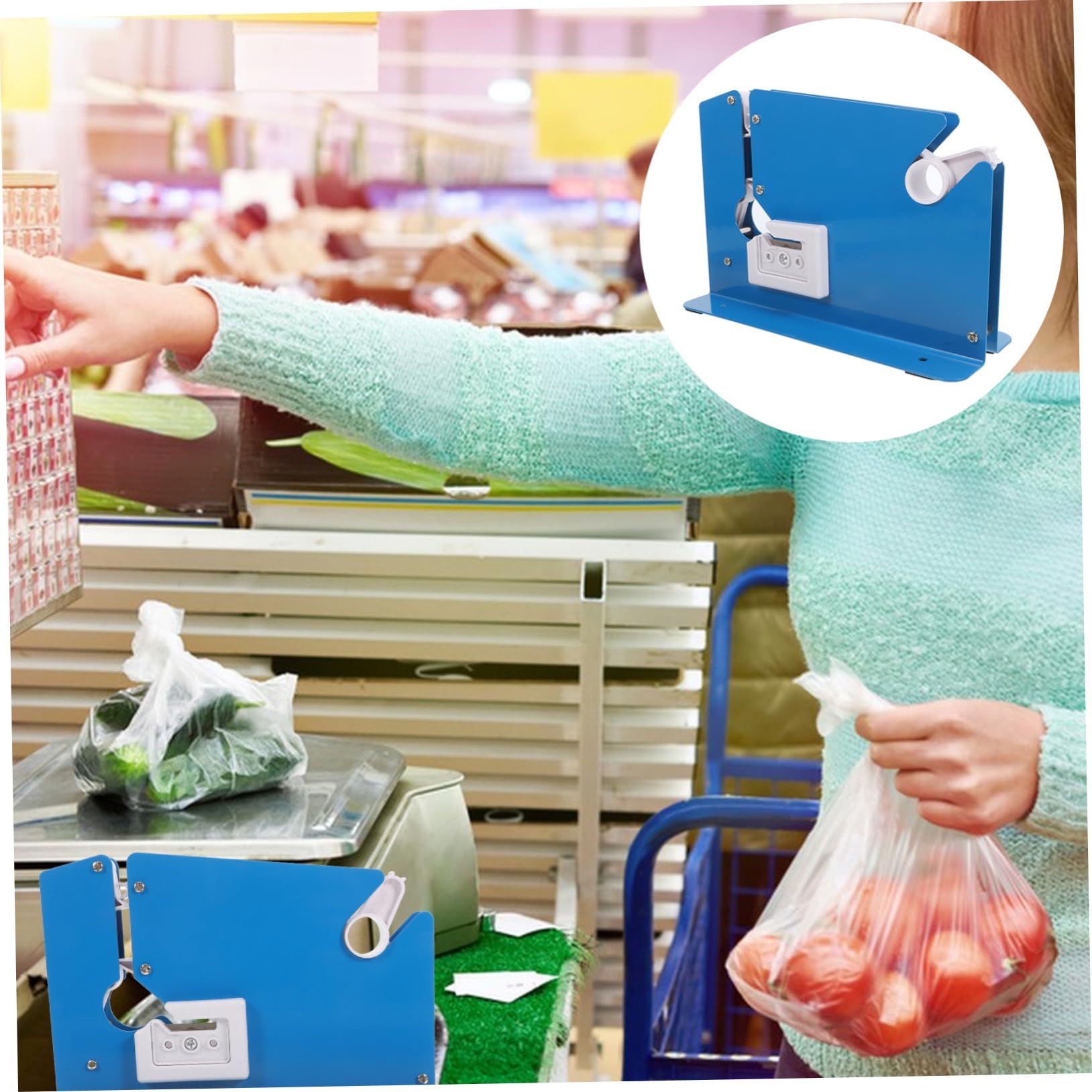 ABOOFAN Sigillatrice per Sacchetti da Supermercato, Chiusura Sicura per Verdure e Buste della Spesa, Ferro e Plastica, per Ristoranti e Mercati Freschi