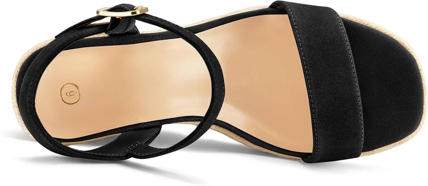 mysoft Women's Platform Espadrille Wedge Sandals Square Open Toe Ankle Strap Buckle Casual Summer Dressy Sandals - Image 4