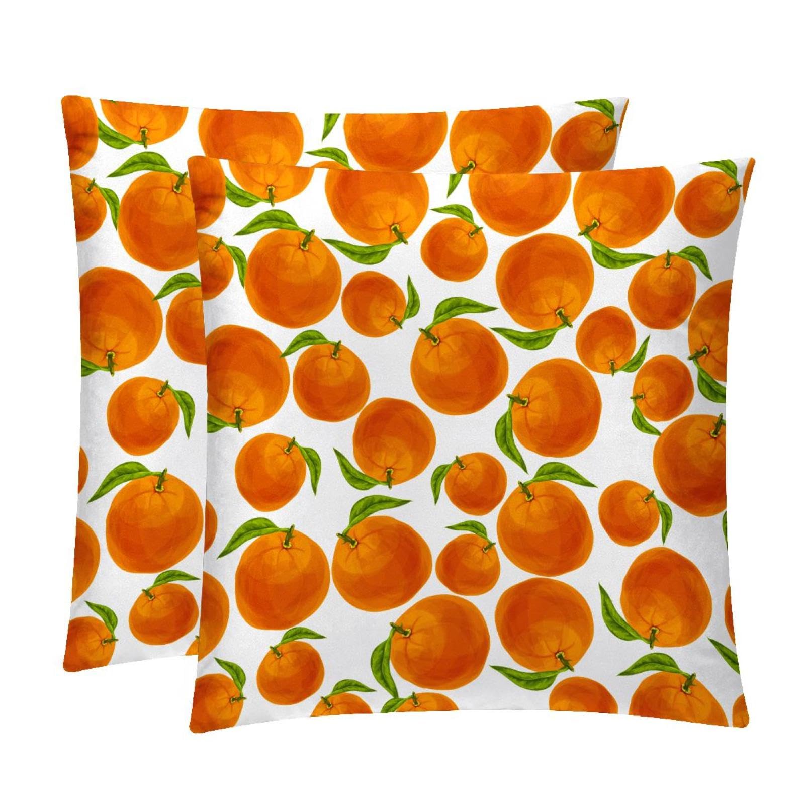 TDGKPZ Orange Throw Pillow Covers 2 Pack Pillowcases Soft Cozy Pillow Cases For Couch Bed Sofa 40x40cm