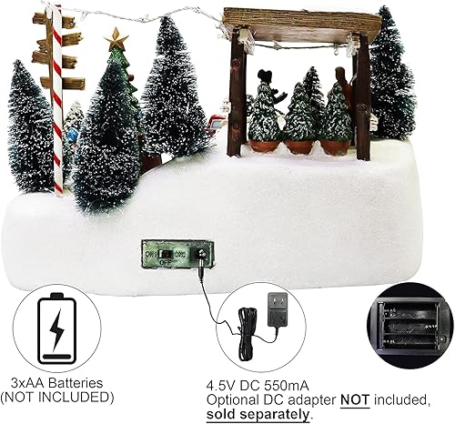 Miniatura 5 de MOMENTS IN TIME Árbol de pueblo de Navidad, decoración del hogar con luces LED y música de Navidad funciona con pilas (no incluidas)