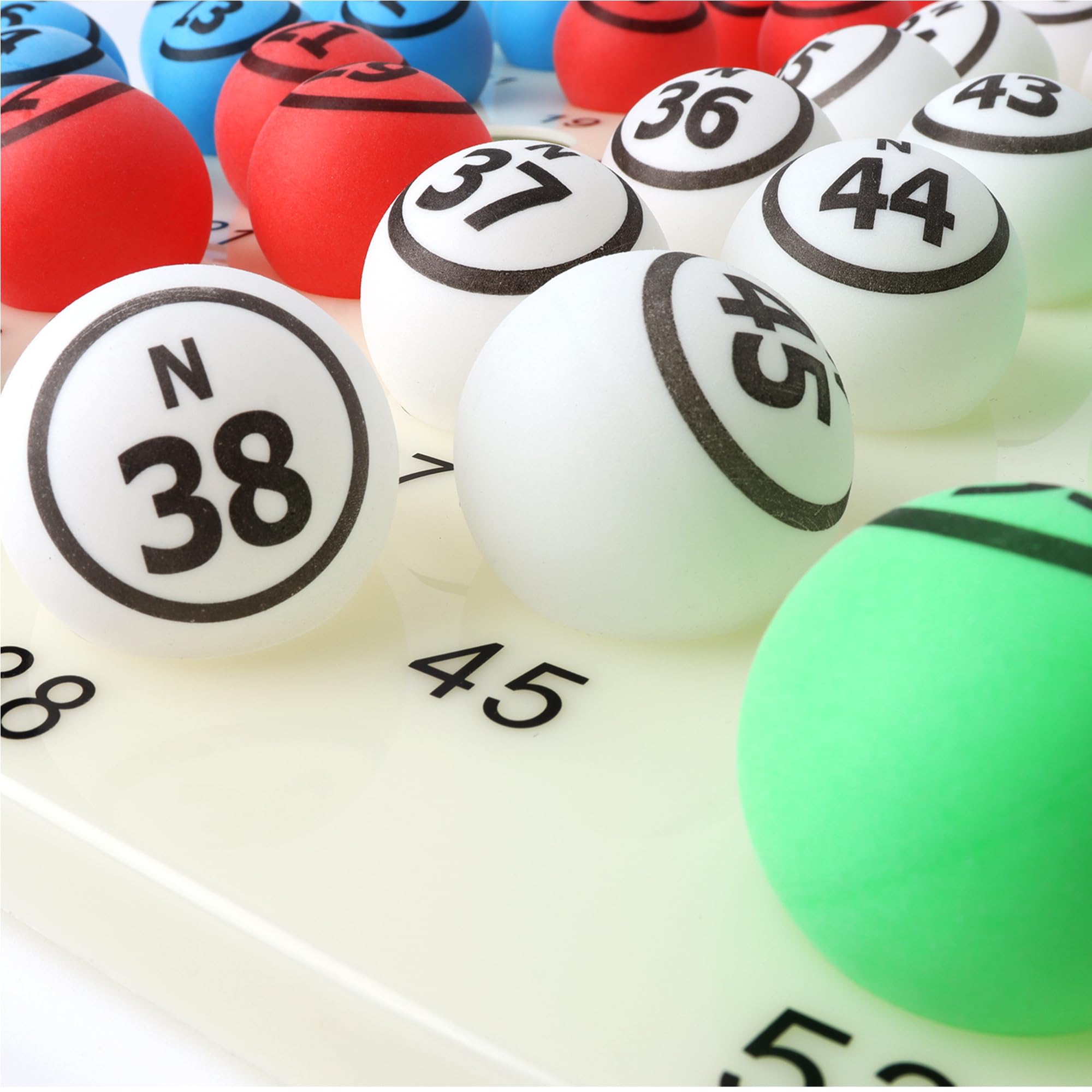 GSE - Bolas de bingo multicolor de 4 cm, bolas de bingo con números únicos