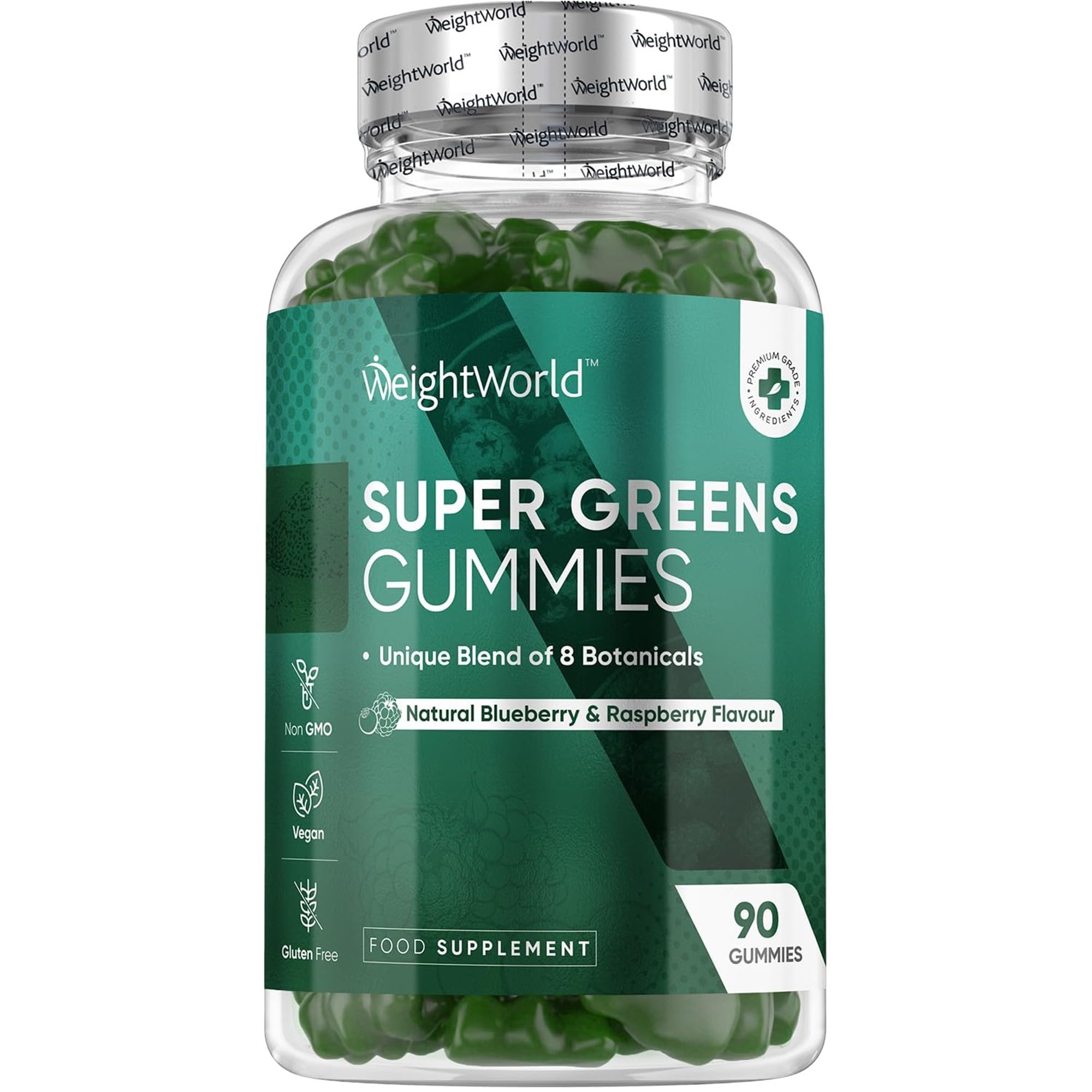 WeightWorld Super Greens Gummies for Adults - 90 Superfood Gummies for Energy, Immunity & Digestion - Vegan Daily Greens Blend (Moringa, Broccoli, Spinach) - Added Vitamins & Minerals - 45 Days Supply
