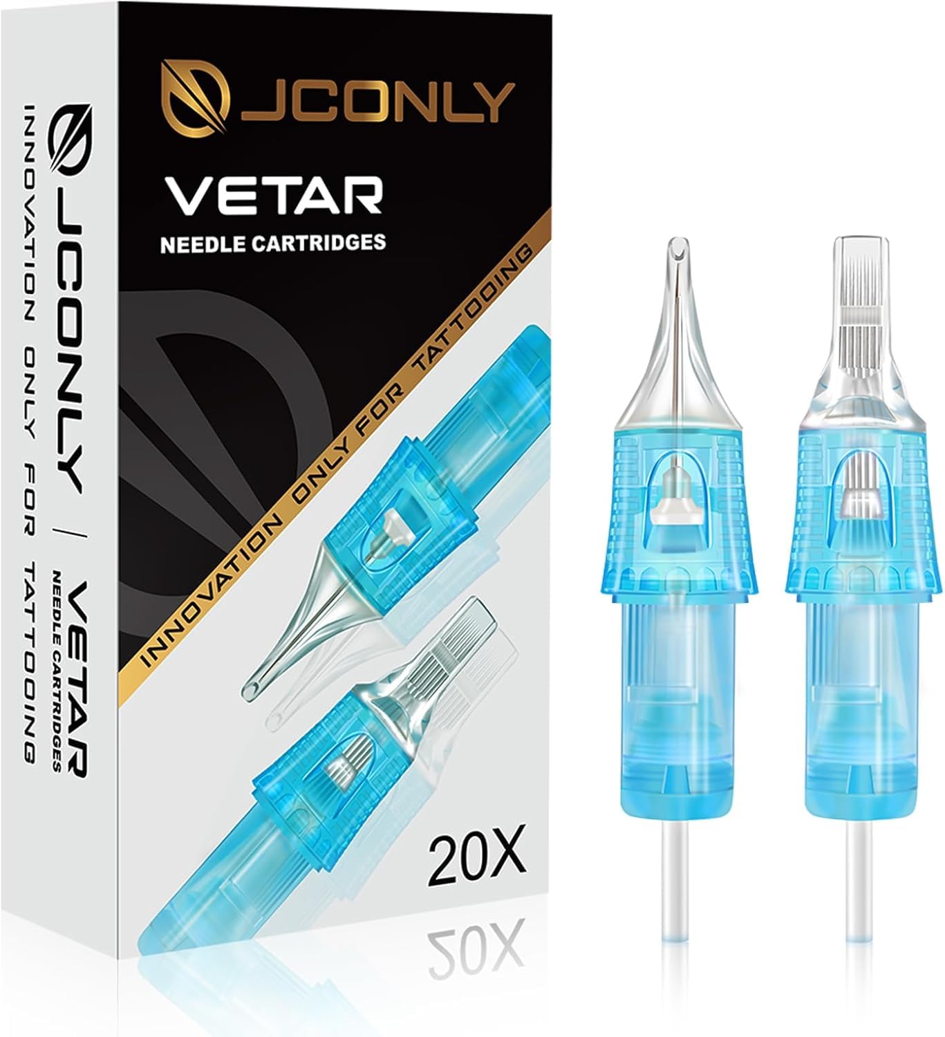 VETAR TATTOO CARTRIDGE NEEDLES - 20Pcs Tattoo Needles #10 Bugpin 27 Curved Magnum Tattoo Cartridges 1027CML Tattoo Needles Diameter 0.30mm Long Taper 5mm Cartridges
