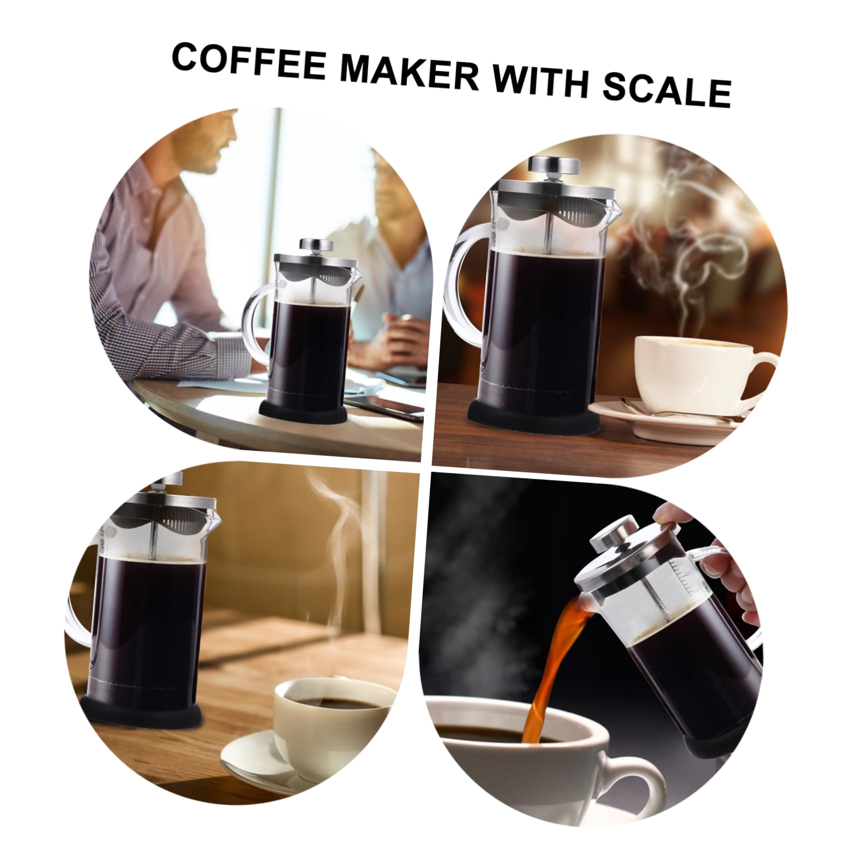 Gatuida 1pc Stainless Press Pot with Scale Tea Kettle for Coffee Tea Brewing Easy to Clean Capacity for Home Office Use