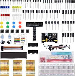 GeeekPi Electronics Components Fun Kit with Power Supply Module, Jumper Cable, Precision Potentiometer, 830 Point Breadboard, Compatible with STM32, Raspberry Pi, Arduino