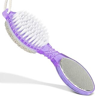 DecorRack (4 in 1) Pedicure Paddle Kit Tool with Pumice Stone for Feet, Foot Hand Toe Nail Cleaning Brush, Metal File and Emery Board, Manicure Foot Rasp Callus Remover Pedi Set (Purple, 1 Pack)