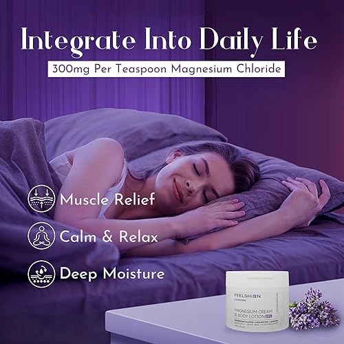 Miniatura 7 de Loción de magnesio para dormir  Crema de lavanda y magnesio para aliviar el dolor muscular y calambres  Manteca de magnesio tópica con manteca de