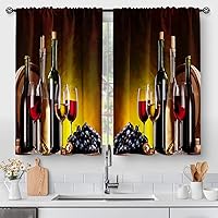 Vista 27 de Aimego - Cortinas de cocina con plantas rústicas y flores de primavera, botánicas, con hojas verdes, cortas, para cafetería, baño, con bolsillo