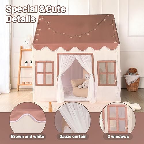 Vista 26 de Wilwolfer Tienda de campaña para niños en interiores, casa de juegos para niños, tienda de campaña para niños pequeños, casa de juguetes grande