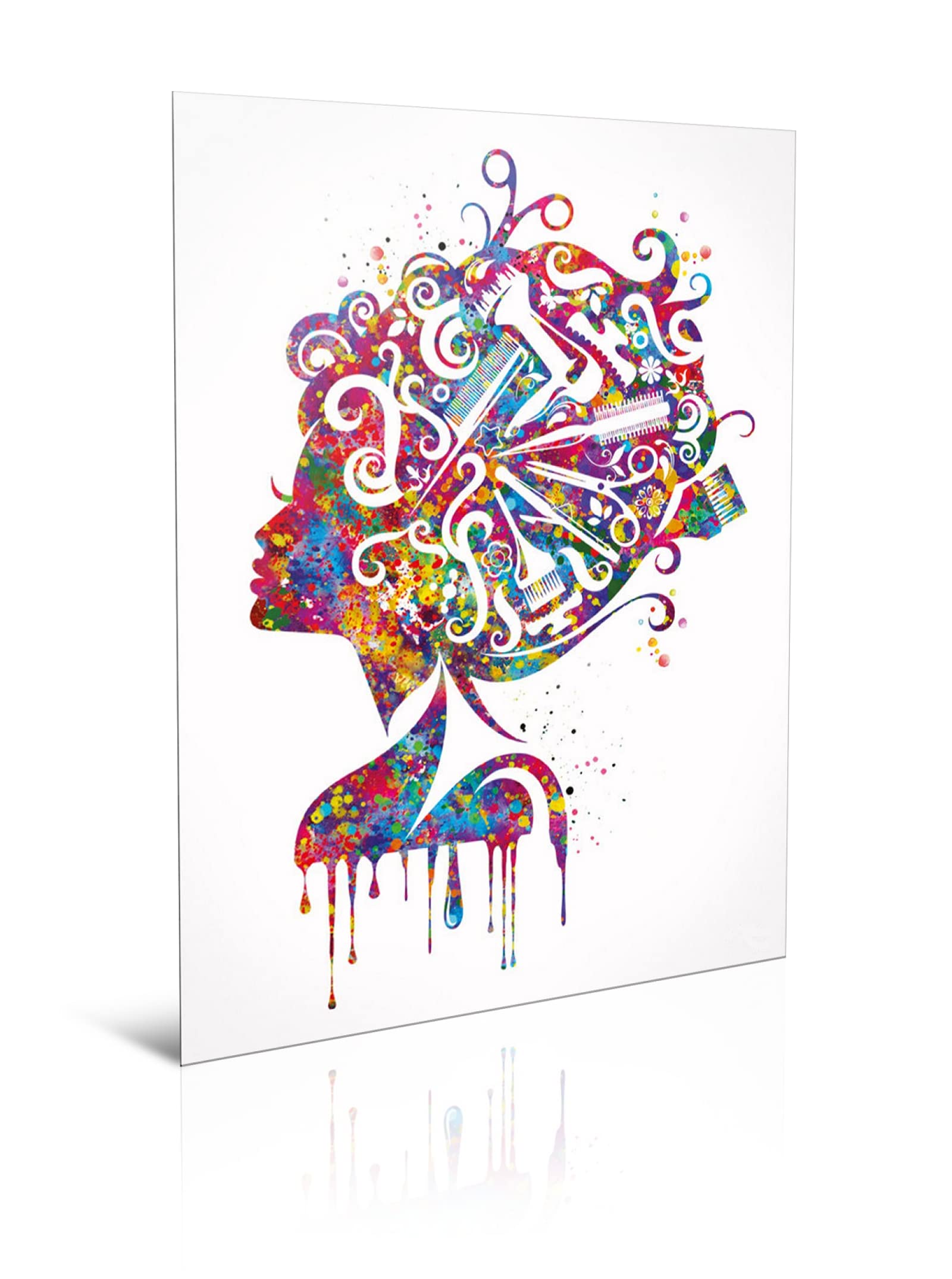 Yangxiaolei Watercolor X Hair Stylist Art Watercolor Print Hair Salon Art Hair Dresser Canvas Wall Art Hairdresser Gift Beauty Salon Wall Hanging Nail Art Hair Studio Home Decor 60X80cm(23.6X31.5inch) Frameless