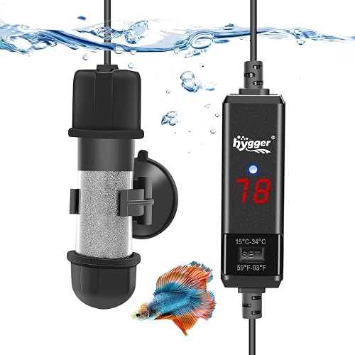 hygger Small Aquarium Betta Heater, Submersible Fish Tank Heater 10W/25W/50W/100W
