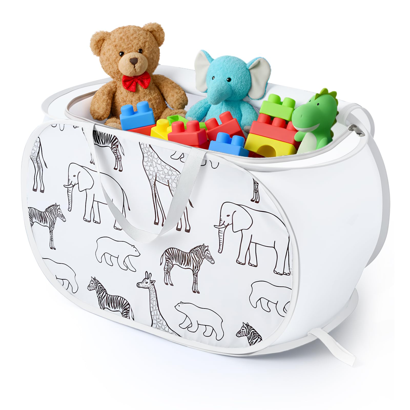 Collapsible Toy Storage Box with Zipper Lid Lightweight Organizer