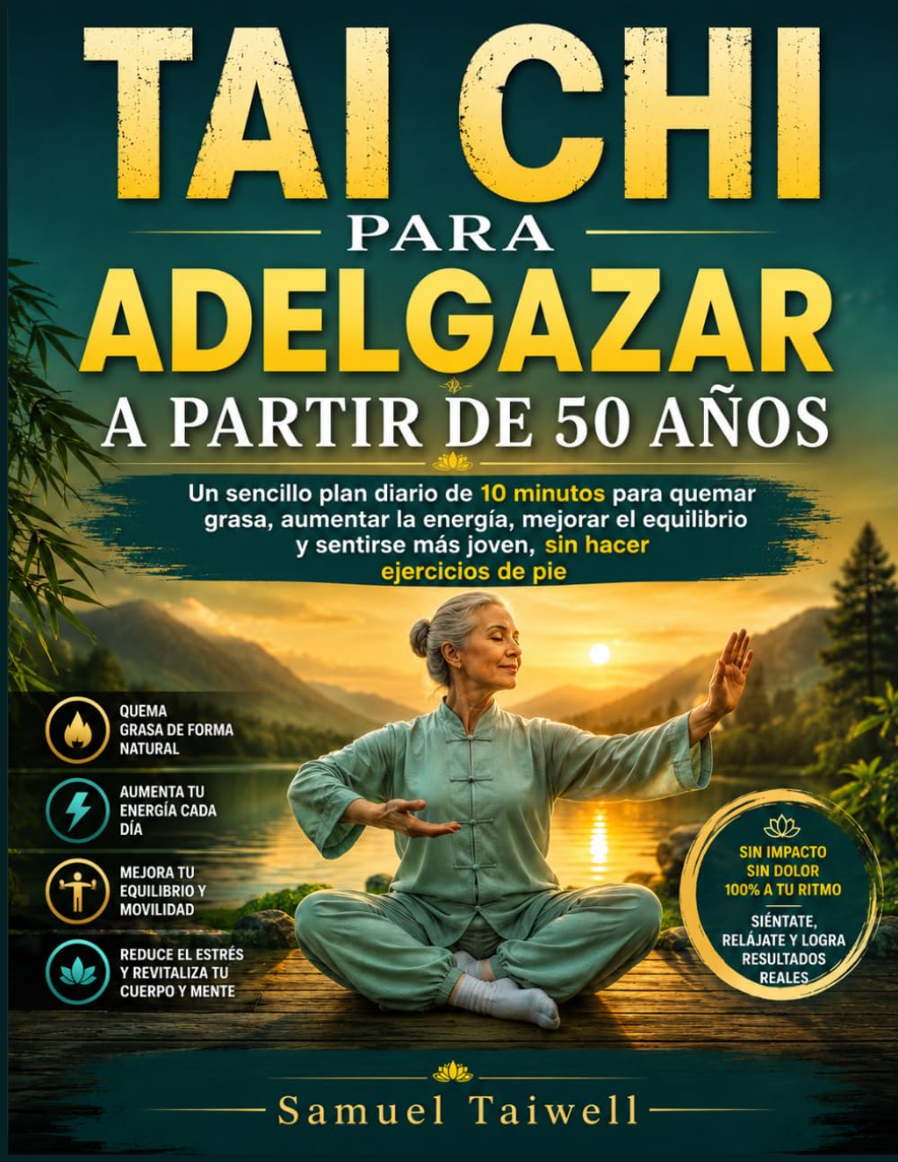 TAI CHI PARA ADELGAZAR A PARTIR DE 50 AÑOS: Un sencillo plan diario de 10 minutos para quemar grasa, aumentar la energía, mejorar el equilibrio y sentirse más joven, sin hacer ejercicios de pie