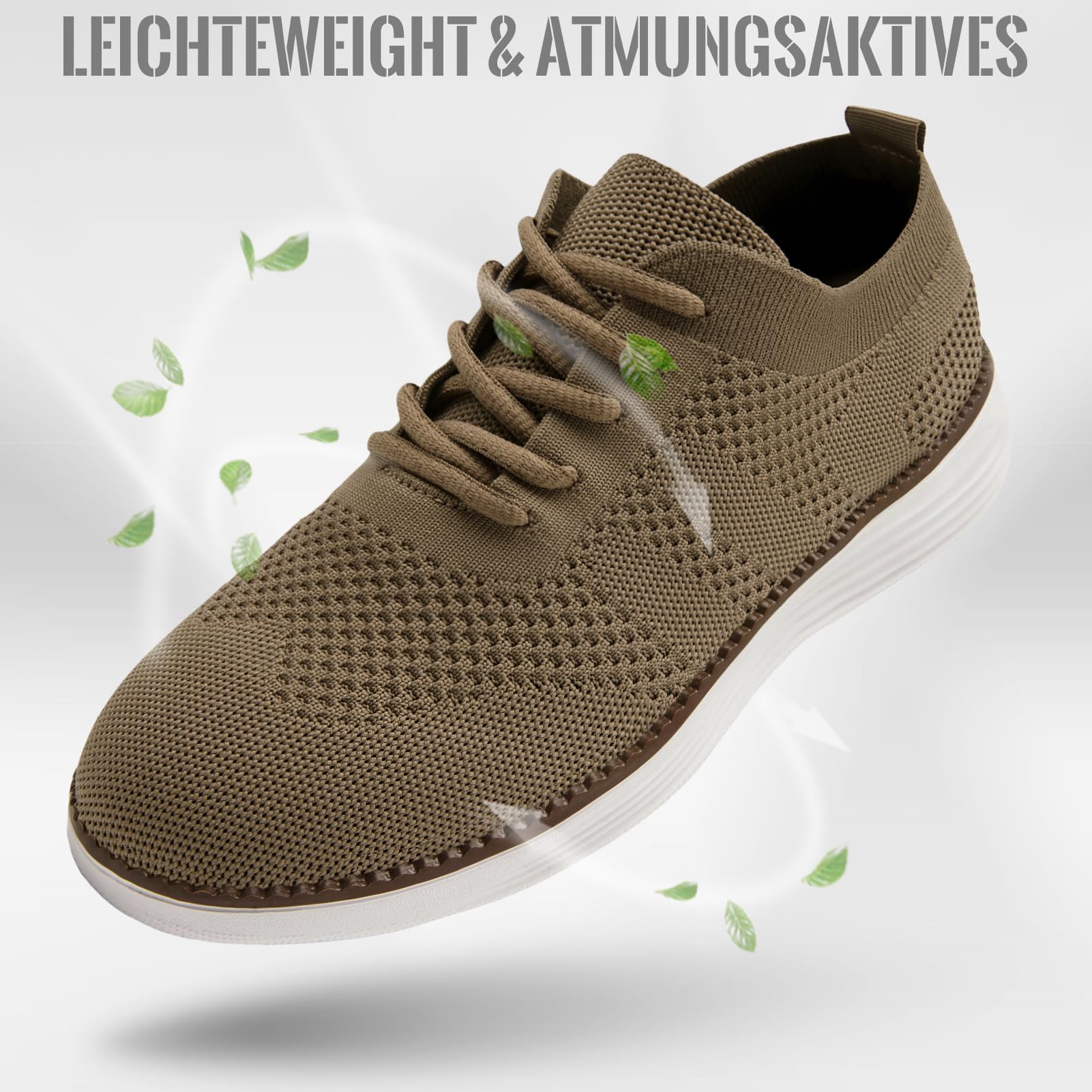 Herren Sneaker Turnschuhe Khaki Sportschuhe Laufschuhe Business Sneaker Atmungsaktiv Oxfords Hochzeitschuhe Bootsschuhe Trachtenschuhe Leichte Anzugschuhe Schuhe Freizeit Schuhe Khaki 42