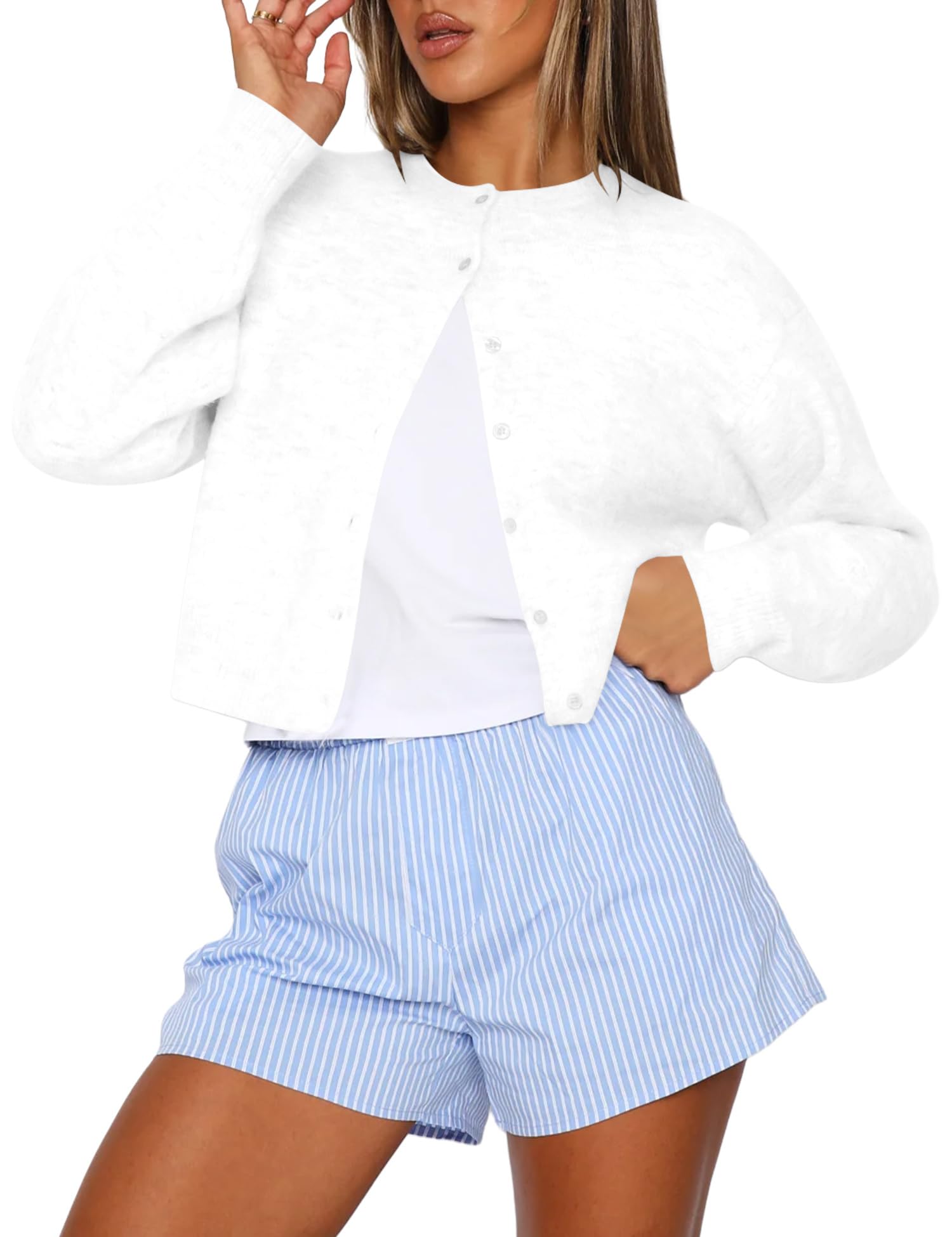 Womens Cropped Cardigan Sweaters Crew Neck Long Sleeve Button Up Sweaters Lightweight Knit Trendy Sweaters 2026-image-43