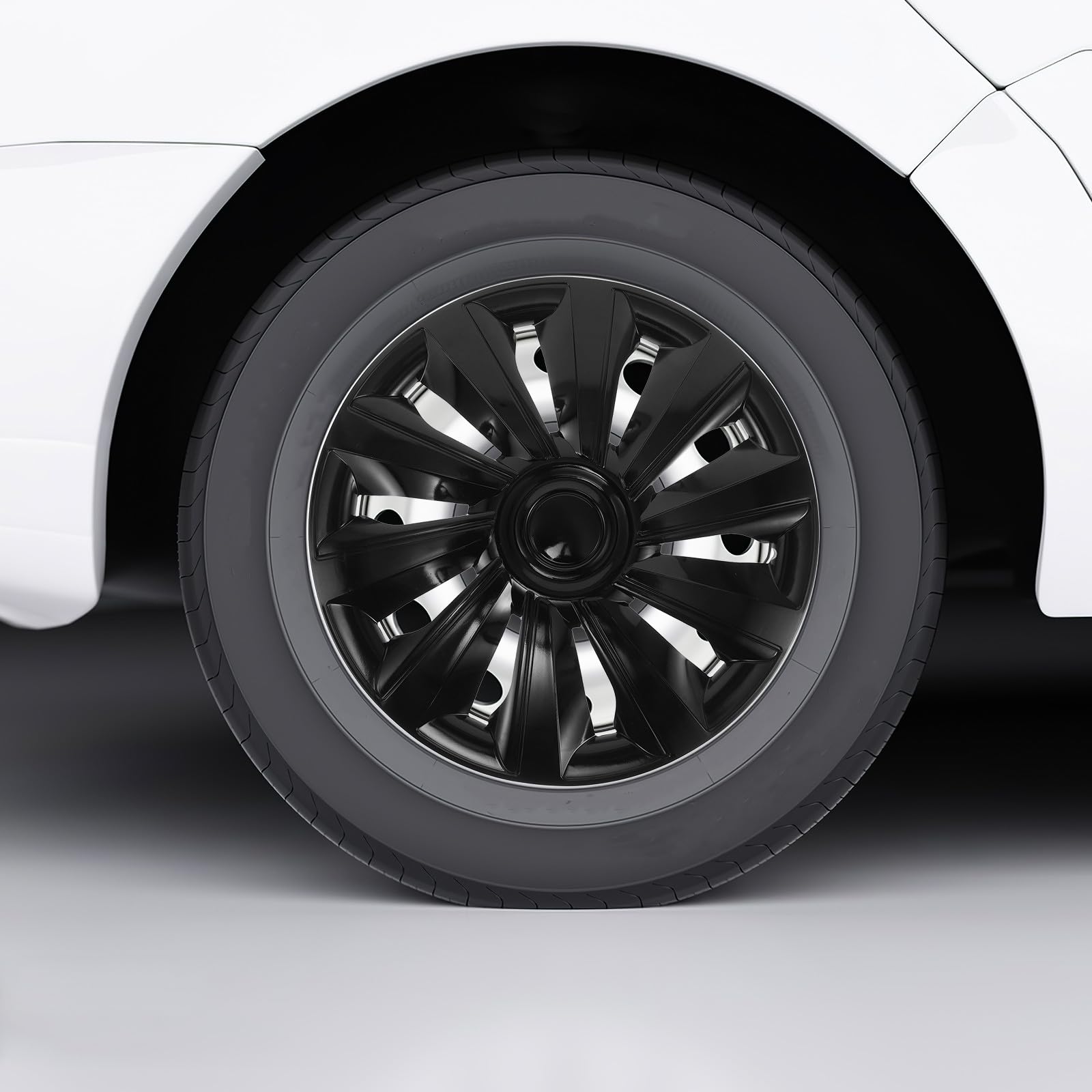 Tapacubos 14 Pulgadas Negros para SUV y Maletero, Cubierta Decorativa de Rueda Versátil de Material PP Que Añade Estilo y Protección