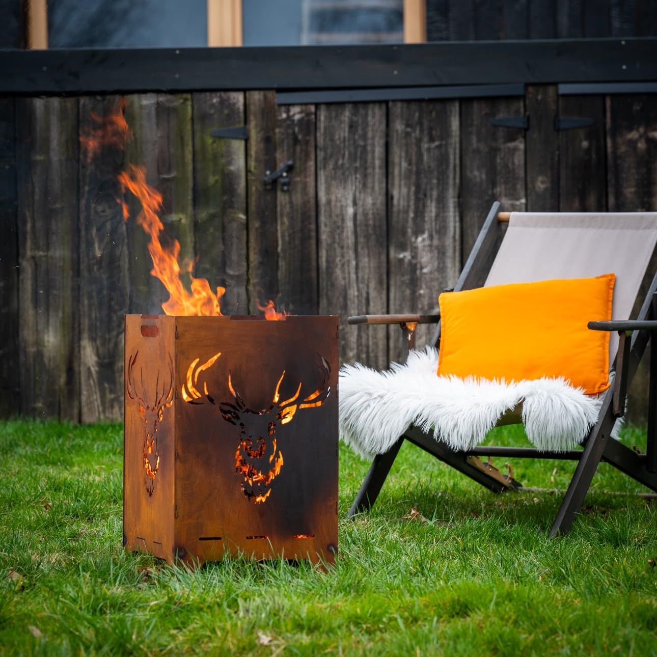 Kapaga - Tonneau de feu Foyer de Jardin en Acier corten - Ø 30cm x 37cm - Foyer Robuste Outdoor & Grill en Optique Rouille, Parfait pour Jardin & terrasse - Corbeille à feu (Rouille 1)