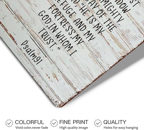 Miniatura 3 de LUIJORGY Letrero de metal con letras familiares con versículo bíblico, cita del Salmo 91 de grano de madera, letrero de aluminio vintage para bar,