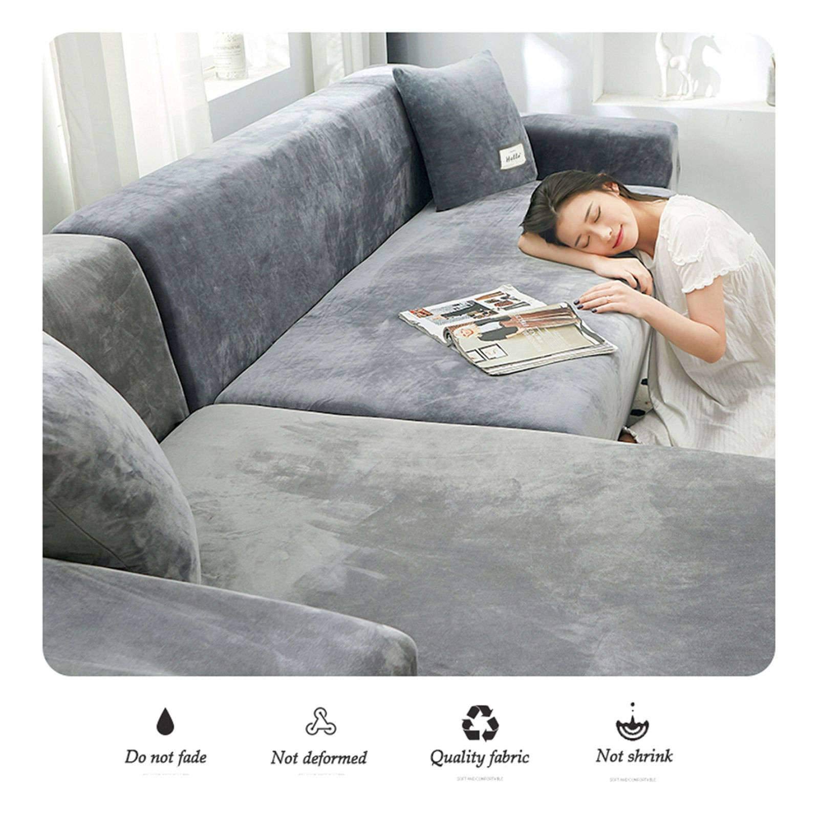 Luxe fluwelen bankhoes voor 2-, 3-, 4-zits, zachte pluche sofa beschermer, rekbare armsteun sofahoes, waterbestendige meubelbeschermer - oranje - 2-zits, 140 - 170 cm