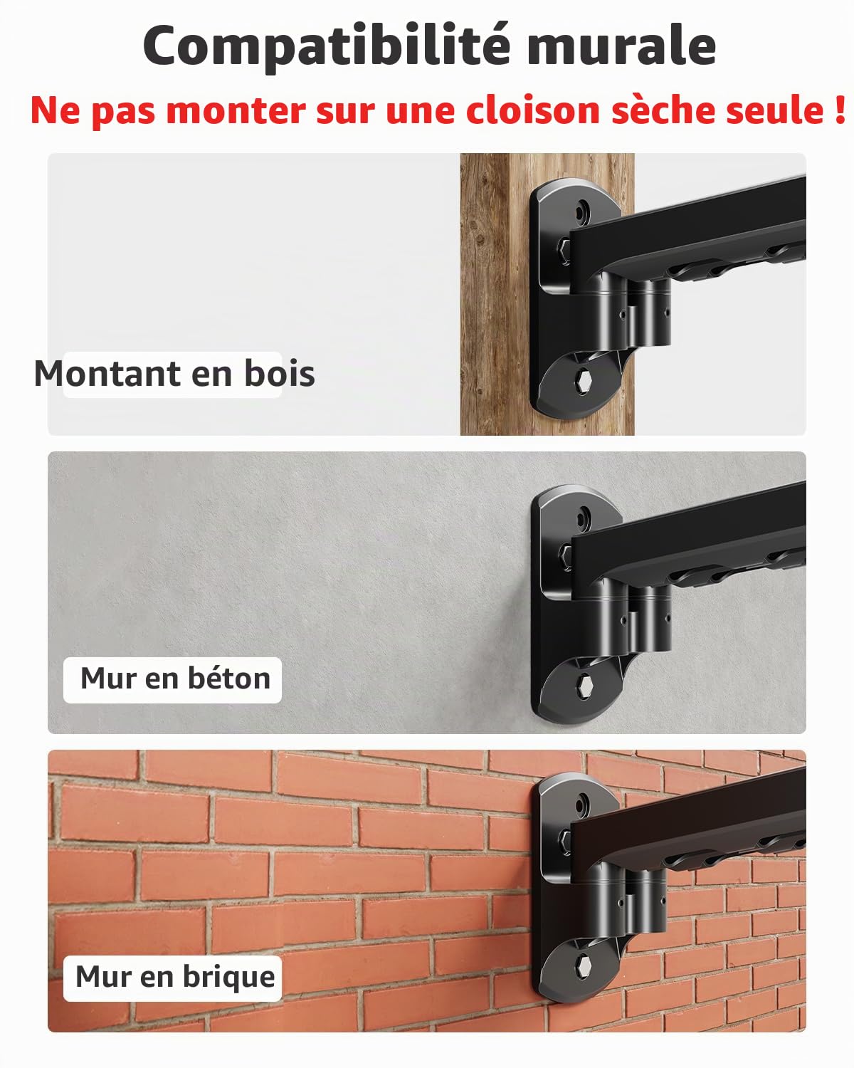 ELIVED EV6022 Support mural double écran pour écrans max. 32" jusqu'à 9 kg VESA 75/100 mm avec vérin à gaz rotatif à 360°