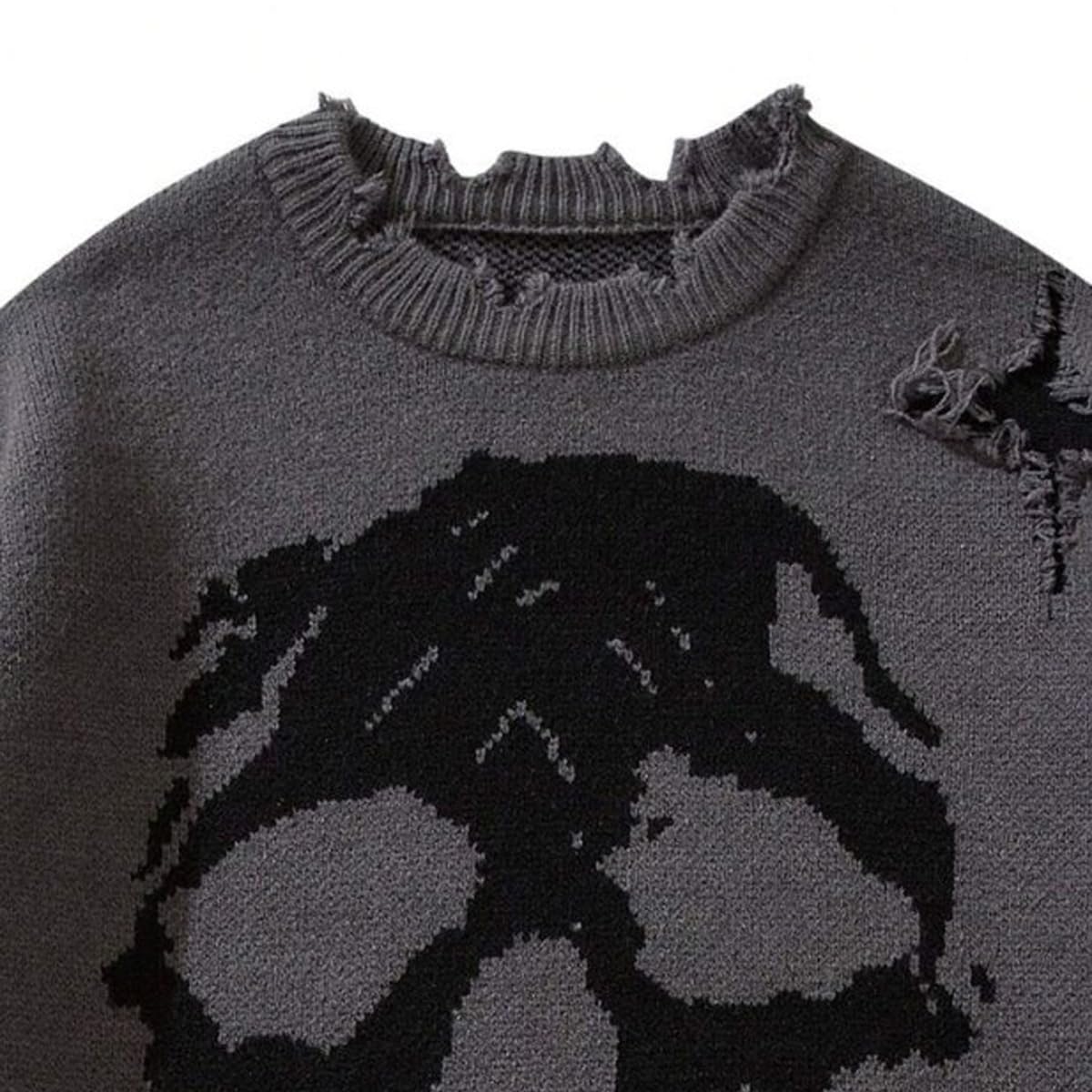 Suéter gótico callejero hip hop esqueleto jacquard piercing suéter hombre mujer suéter suelto con capucha suéter de punto