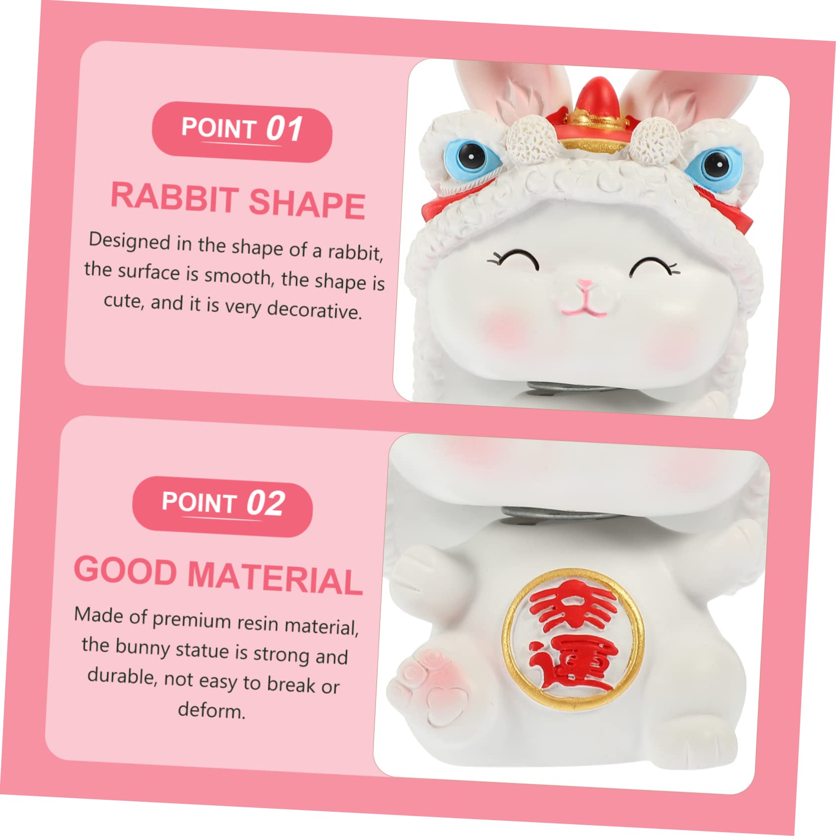 IMIKEYA 4 Pièces Ornements artisanaux en résine Micro Paysage Lapin Mini-Animaux Accessoires Auto Car Accessories Jouet Animal Figurine de Lapin pour la Maison Petit en résine