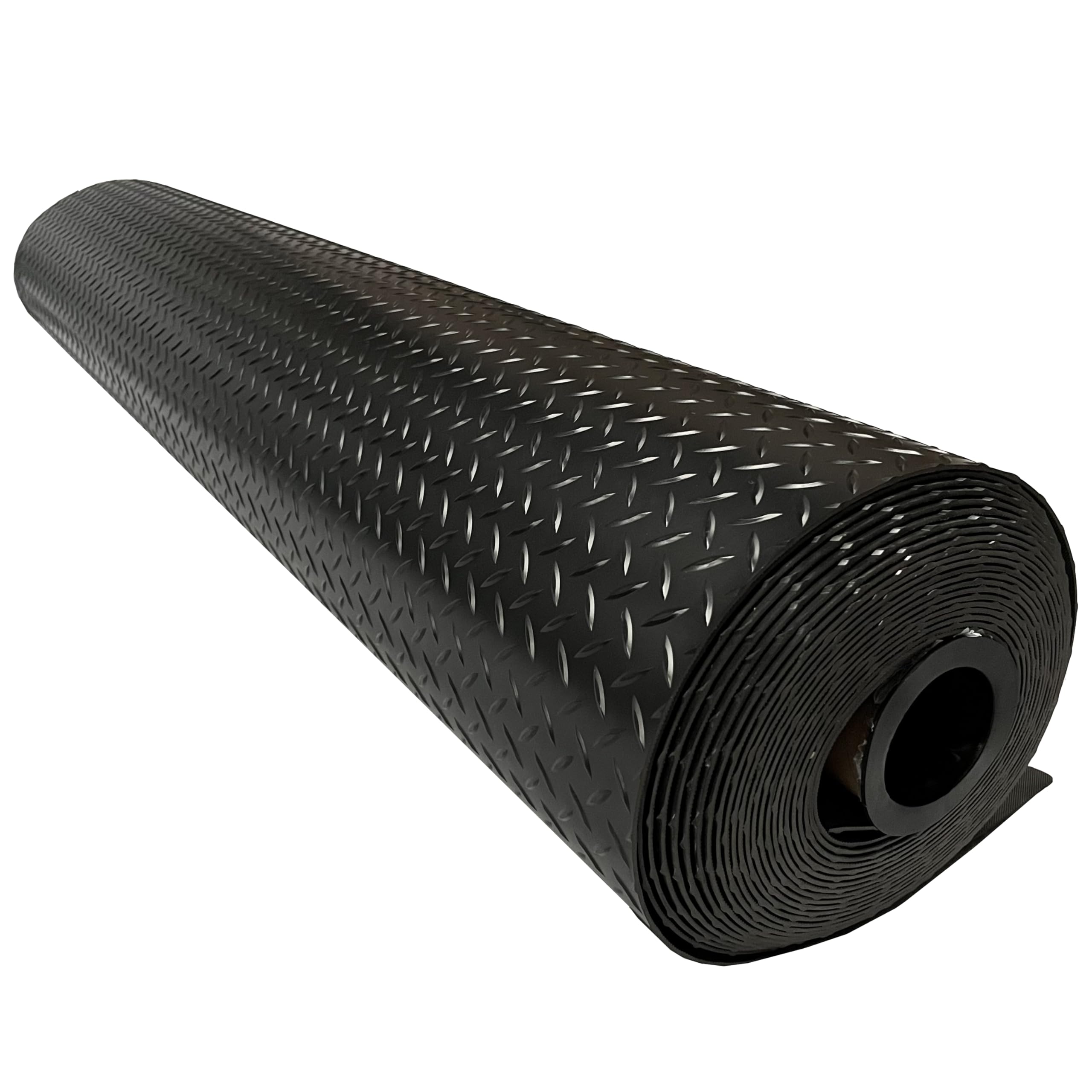 Shield Autocare ยฉ Heavy Duty PVC Vinyl Floor Matting Garage Industrial Work Gym Van Shed Non Slip Large Diamond Checker 1.5m Wide 3mm Thick Black | Grey | Silver (Black, 3.5m x 1.5m)