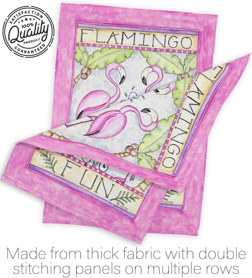 Breeze Decor - Flamingo Fun Garden Friends - Everyday Impressions Decorative Vertical House Flag 28" x 40" Printed in USA
