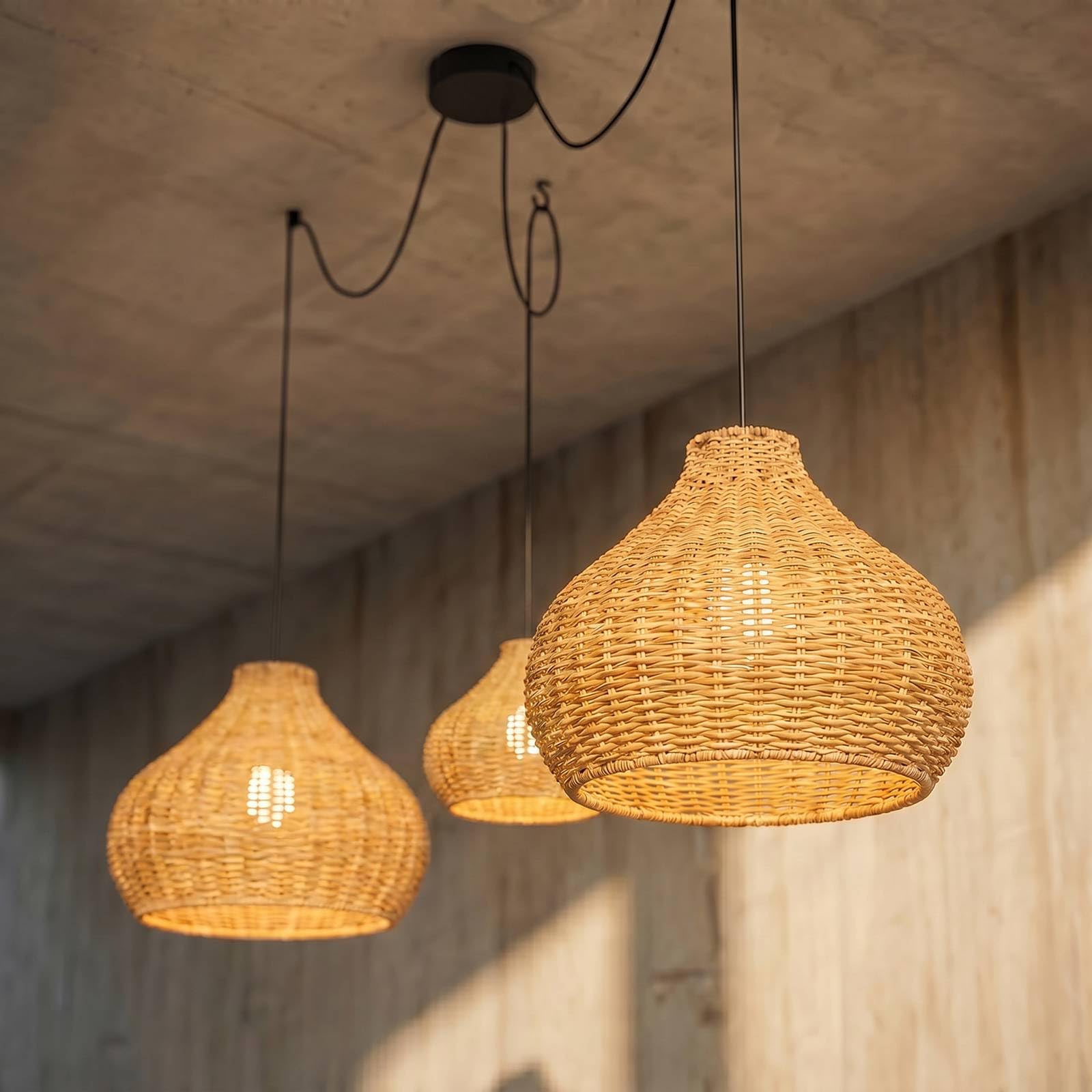Lucande Außenleuchte Taniola (spritzwassergeschützt (Landhaus, Vintage Rustikal) aus Holz (3 flammig E27) - Pendelleuchte außen