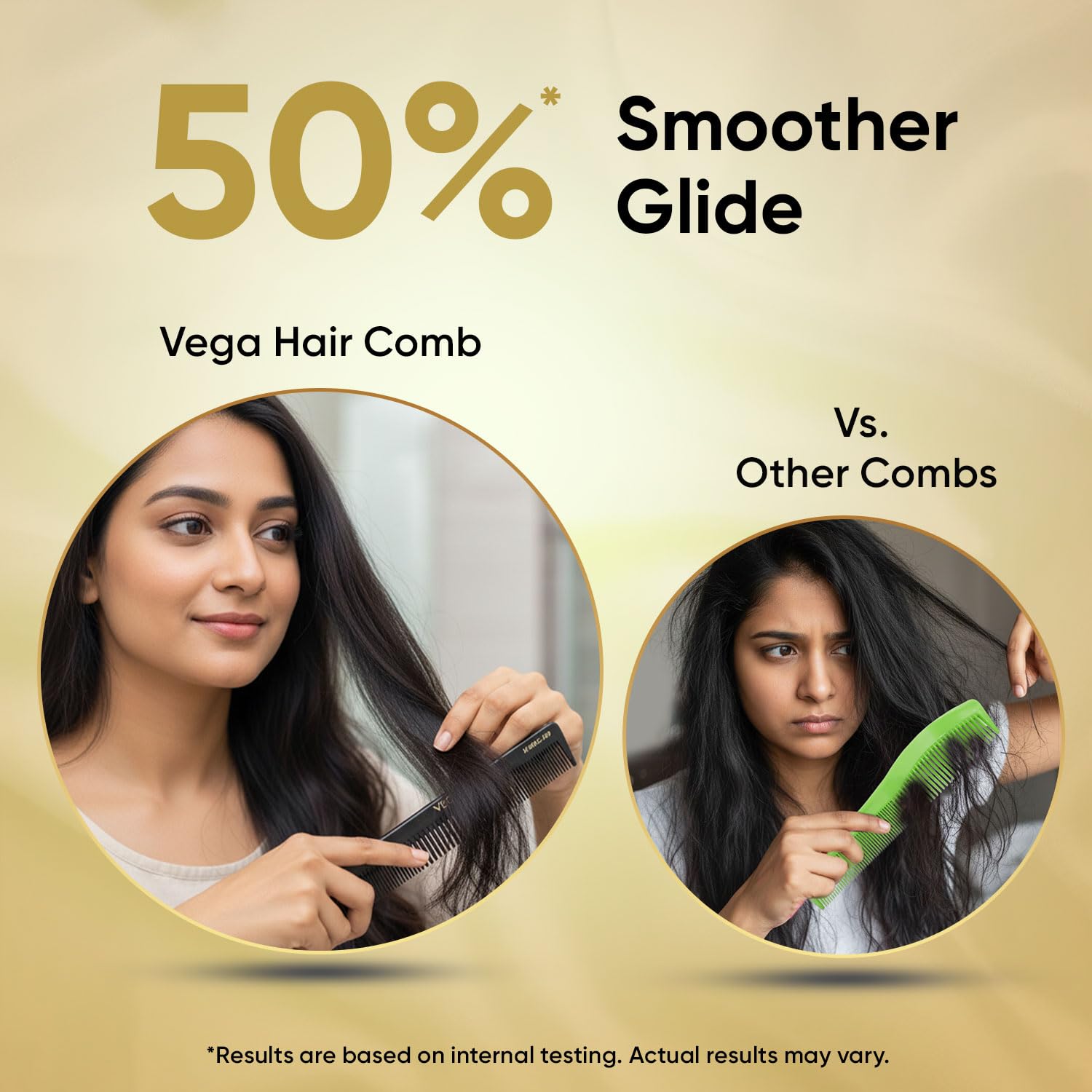 Vega Handcrafted General Grooming Hair Comb for Men & Women, Detangling, Daily Grooming | Cellulose Acetate Derived Non-petroleum Based Material from Plant, (India's No.1* Hair Comb Brand, HMBC-109) 3